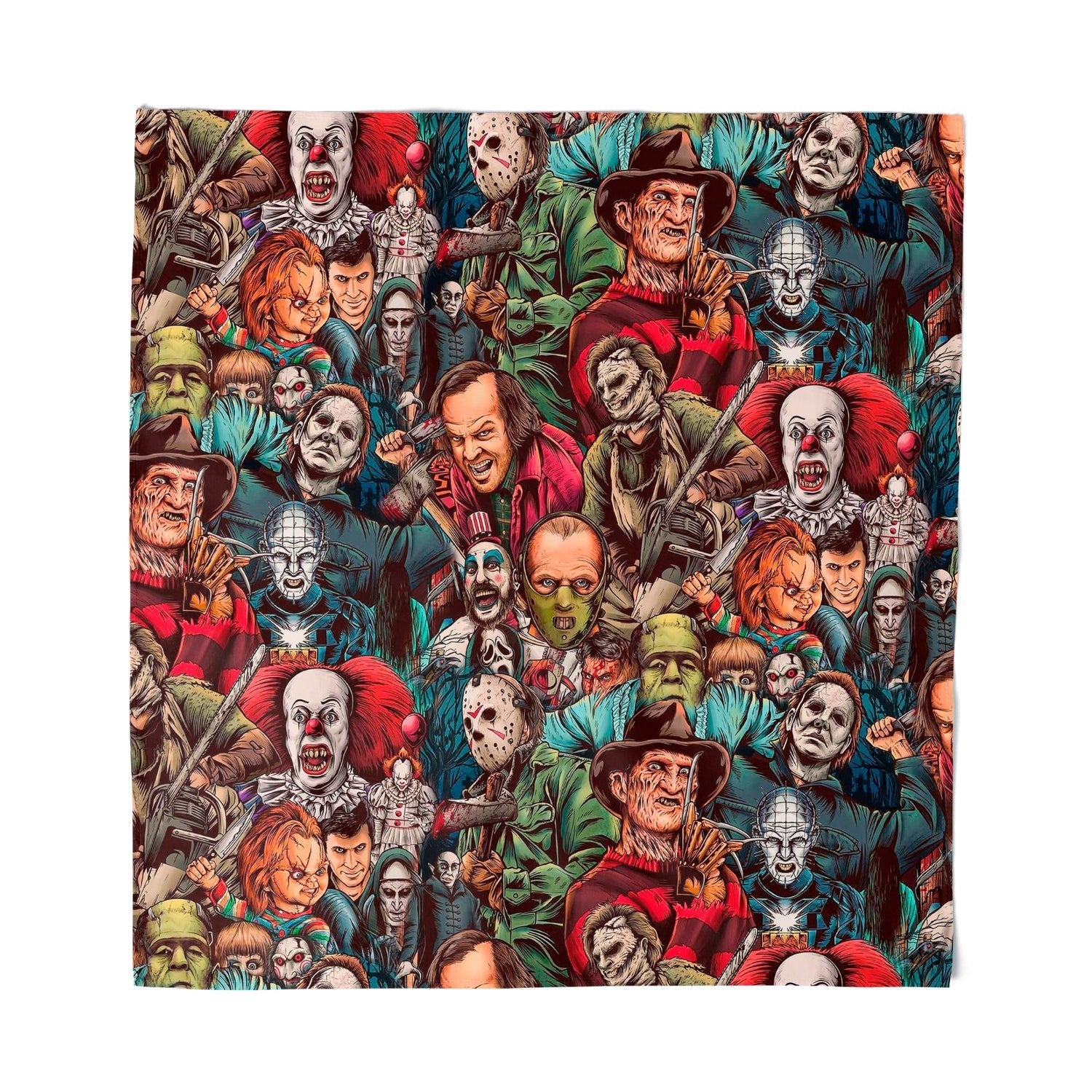 Horror Collage Bandana - Gothic Skull Print Scarf for Men & Women | Perfect for Halloween, Cosplay, and Horror Themed Events