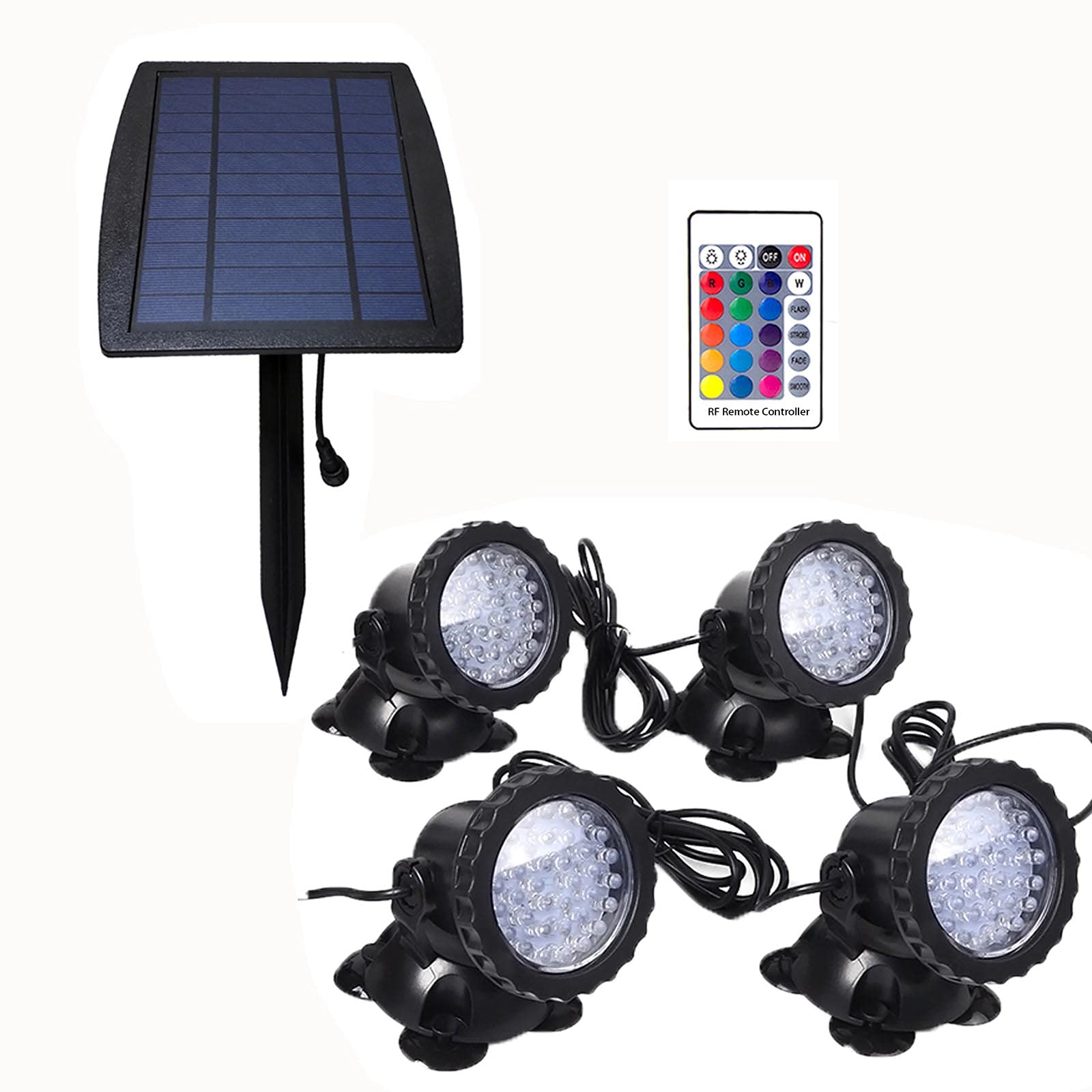 Solar Powered Color Changing Pond Lights - 4 Pack IP68 Waterproof RGB Submersible Fountain Lights with Adjustable Brightness for Outdoor Garden, Yard, Lawn & Landscape Decoration | Perfect for Ponds, Fountains, Swimming Pools & Backyard Lighting