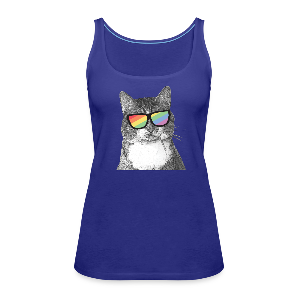 Pride Cat Contoured Premium Tank Top for Women - Soft Breathable Cotton LGBTQ+ Graphic Tee for Pride Month, Summer Outfits & Casual Wear