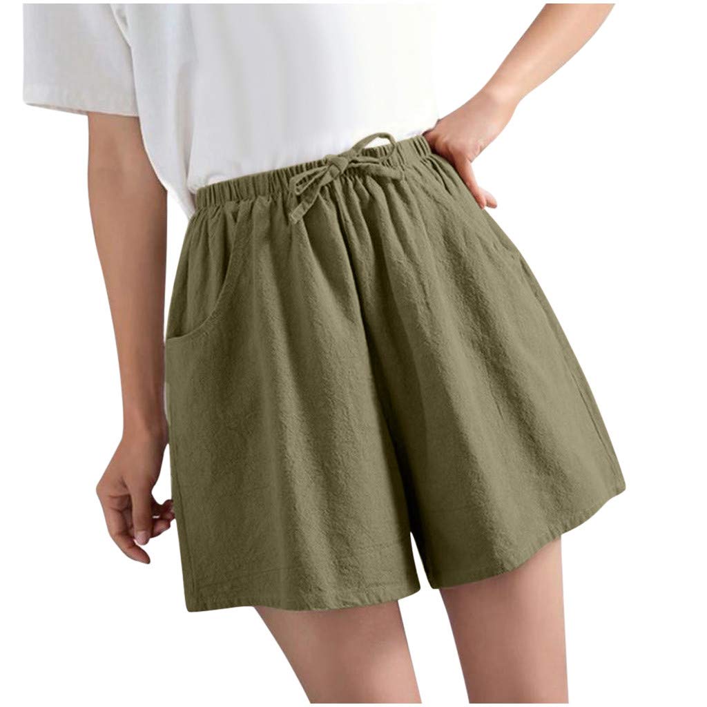 Women's High Waist Linen Shorts - Breathable Seamless Workout Biker Shorts for Yoga, Running & Casual Wear | Wide Leg Scrunch Butt Lifting Shorts