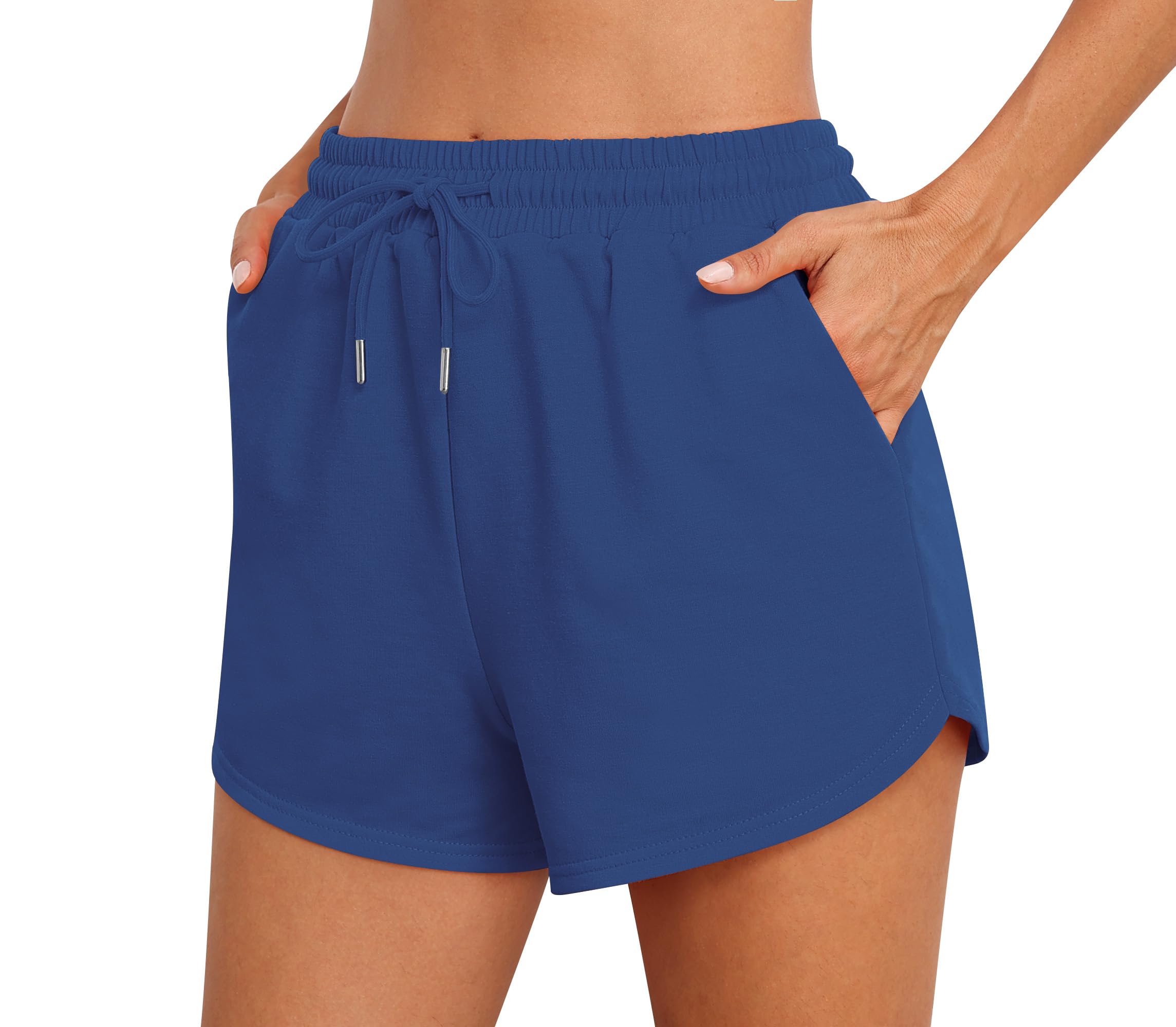 Jouica Women's Cotton Sweat Shorts with Pockets - 2024 Trendy Drawstring Athletic Shorts for Running, Workout, Yoga & Lounge Wear | Comfortable Casual Summer Shorts for Women