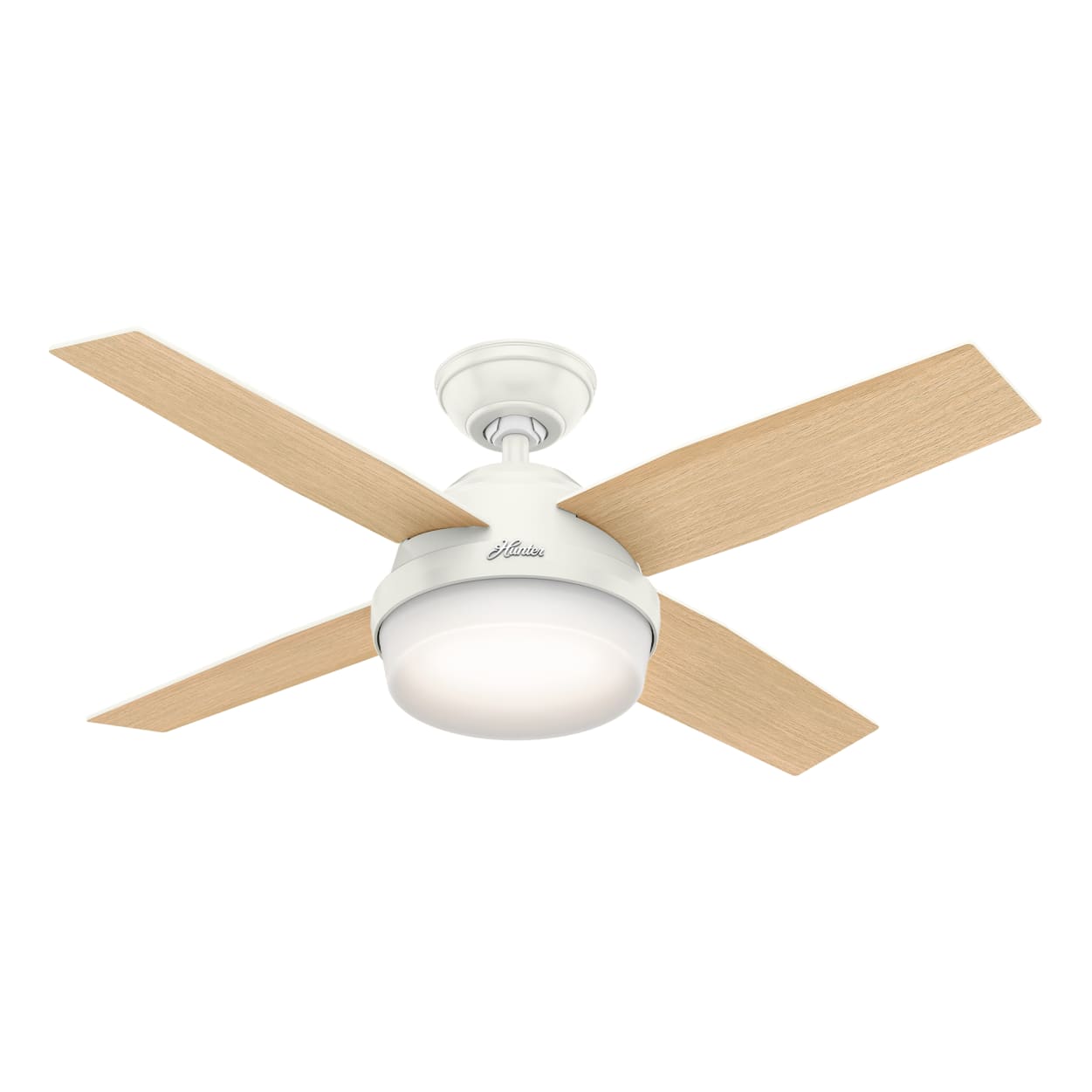 Hunter 44 Inch Dempsey Indoor/Outdoor Ceiling Fan with Light - Fresh White Finish - Energy Efficient Quiet Motor - Perfect for Bedroom, Living Room, Patio & Covered Porch