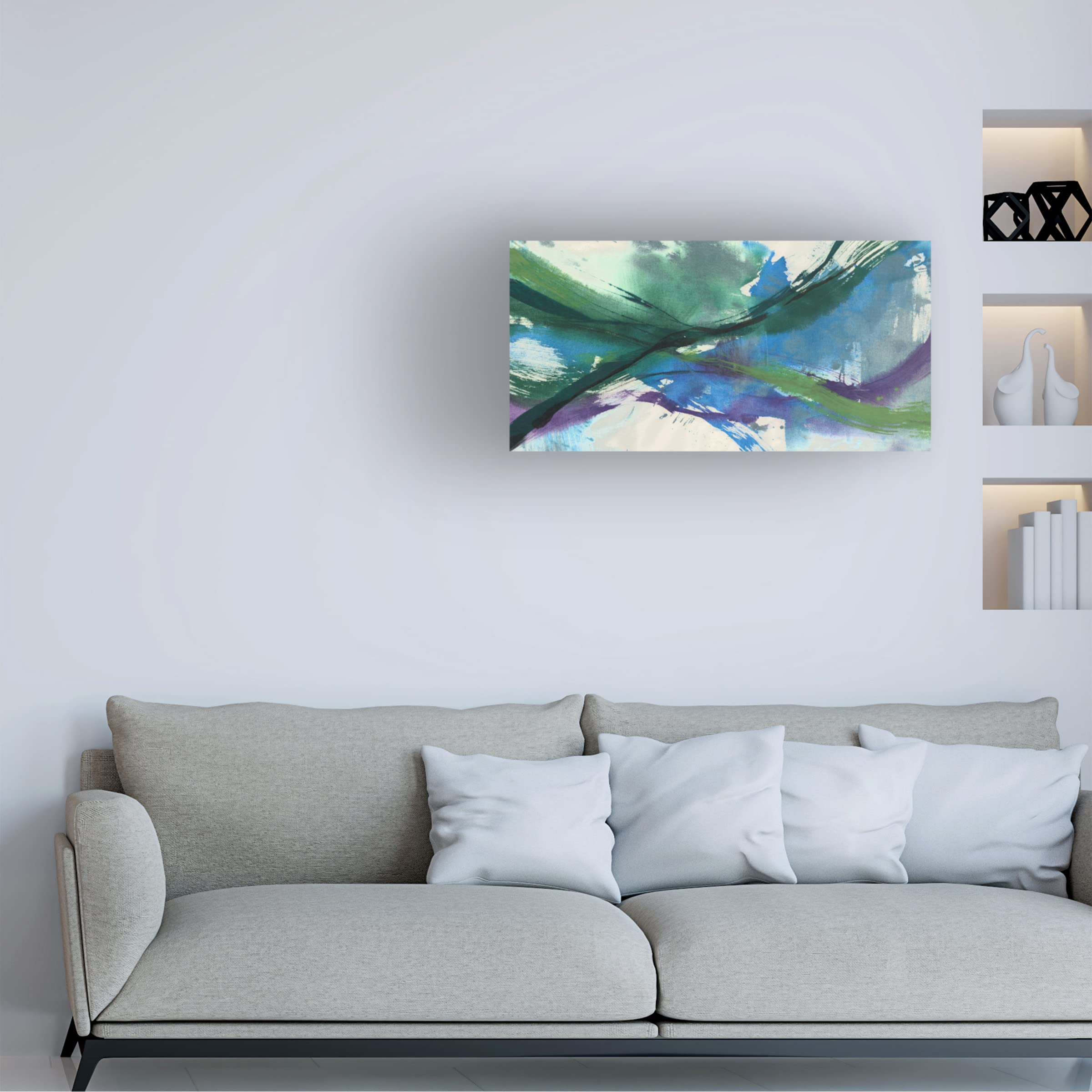 Jennifer Goldberger 'Undulating Citron I' Canvas Wall Art Print - Modern Abstract Painting for Living Room, Bedroom & Office Decor
