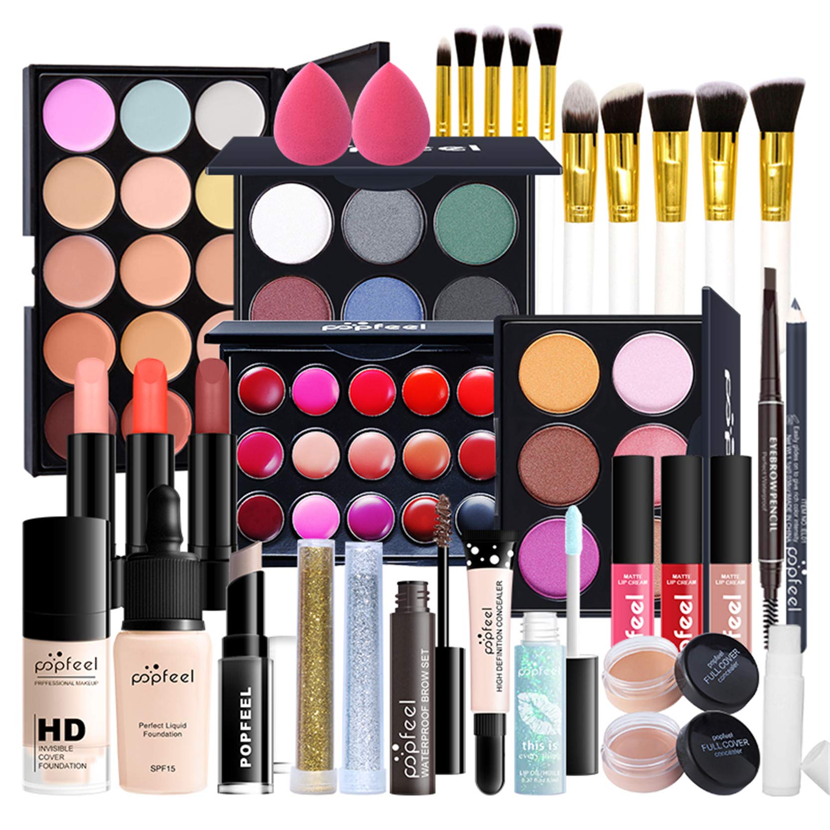 FantasyDay Complete Makeup Kit - Christmas Makeup Gift Set with Eyeshadow, Lipstick, Brushes, Contour Stick, Concealer, Mascara, Blush & Powder | Perfect for Holiday Gifts, Birthday Presents & Makeup Lovers