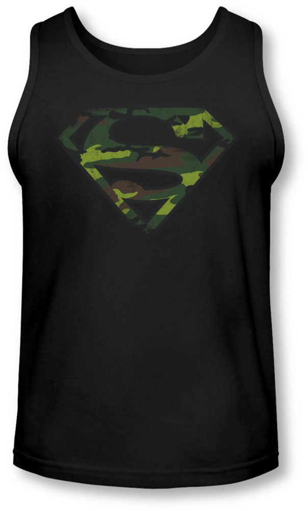 Superman Men's Distressed Camo Shield Tank Top - Comfortable Graphic Tee for Casual Wear, Gym, and Outdoor Activities