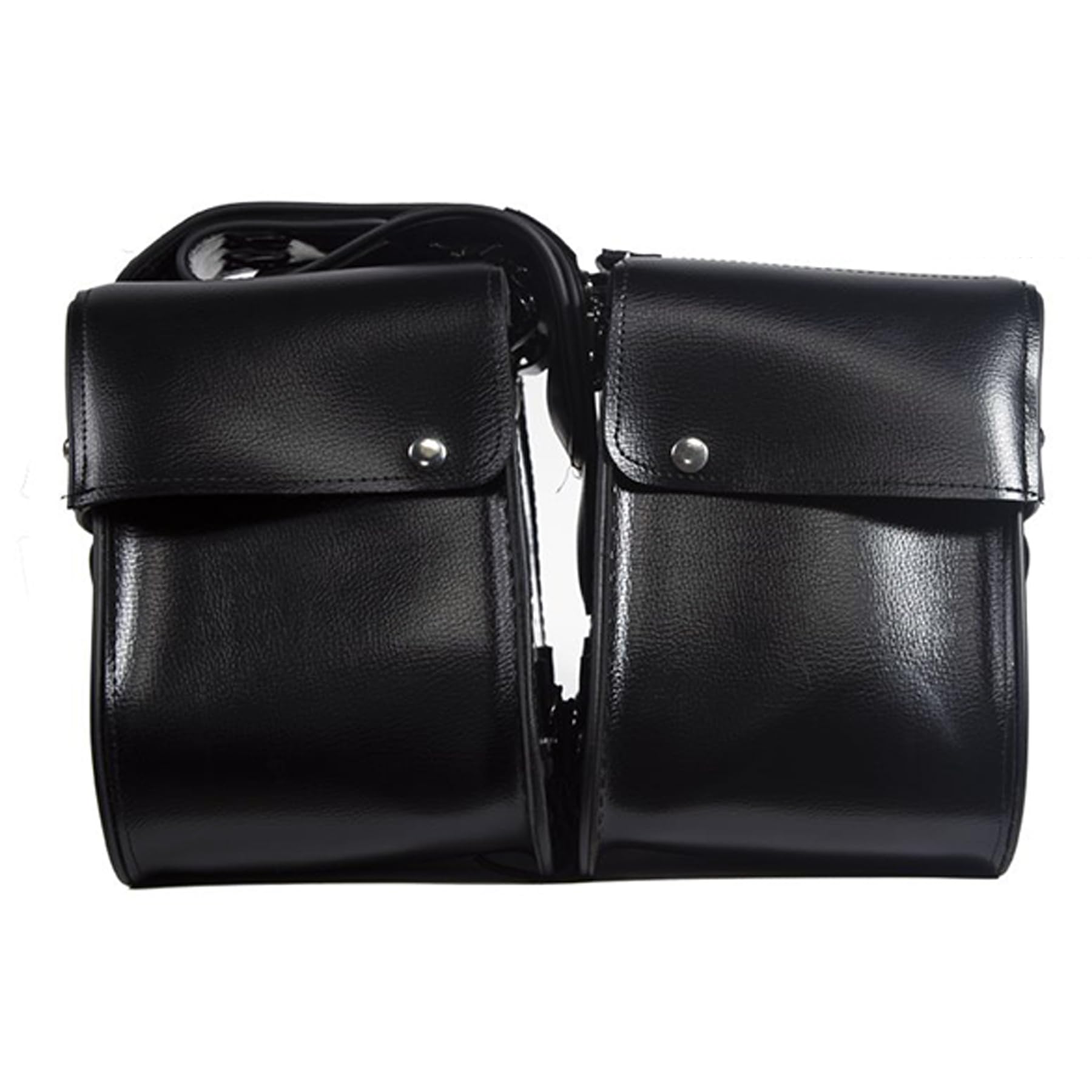 Dream Apparel Faux Leather Motorcycle Saddle Bags - Studded Throw Over Side Bags for Honda Shadow, Sportster, Softail & Dyna V-Star | Waterproof PVC Motorcycle Storage | Perfect for Cruiser Bikes, Road Trips & Daily Commuting (Black)