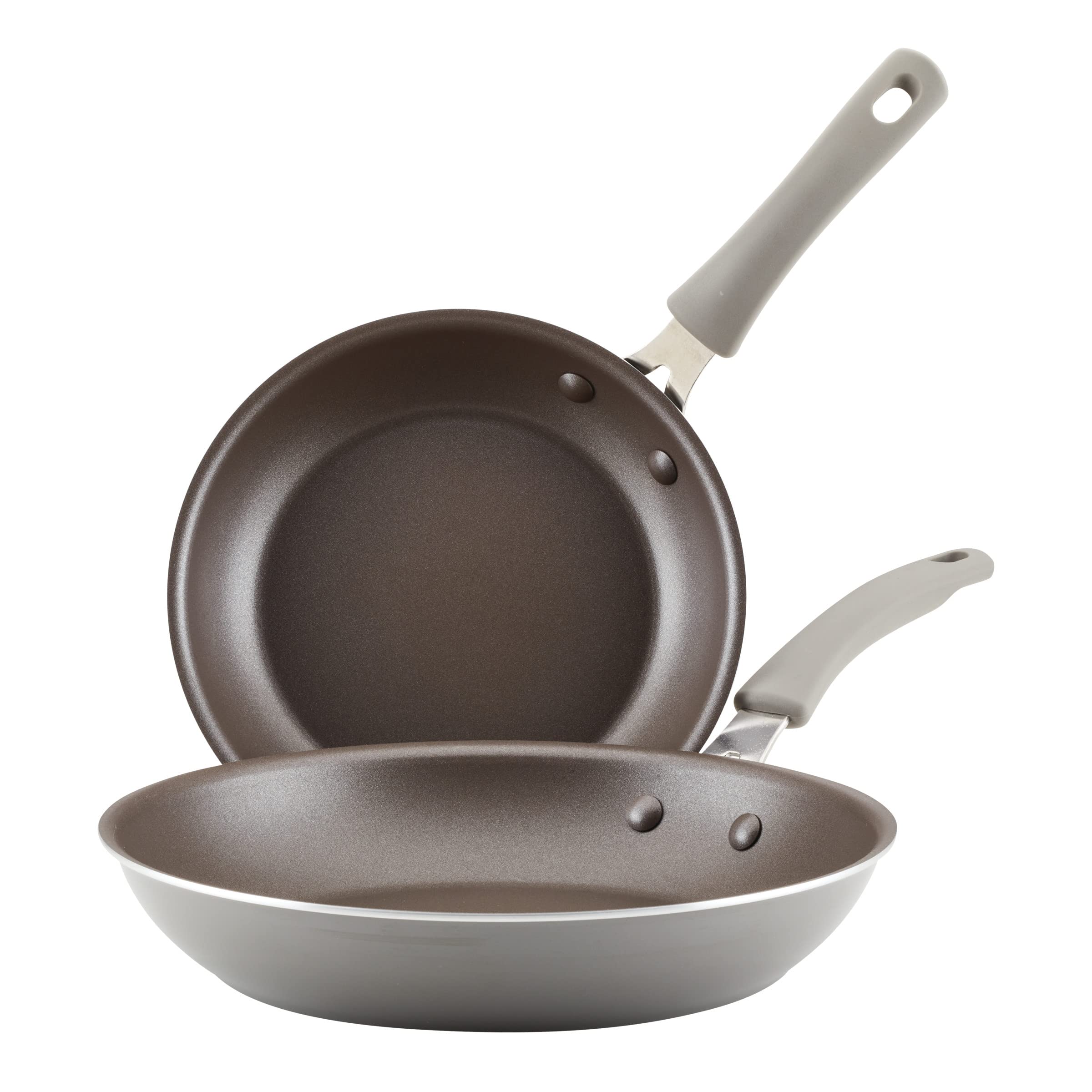 Rachael Ray Cook + Create Nonstick Frying Pan Set - 9.5 & 11.75 Inch Gray Skillets for Sauteing, Frying & Cooking | Perfect for Home Kitchen & Professional Chefs