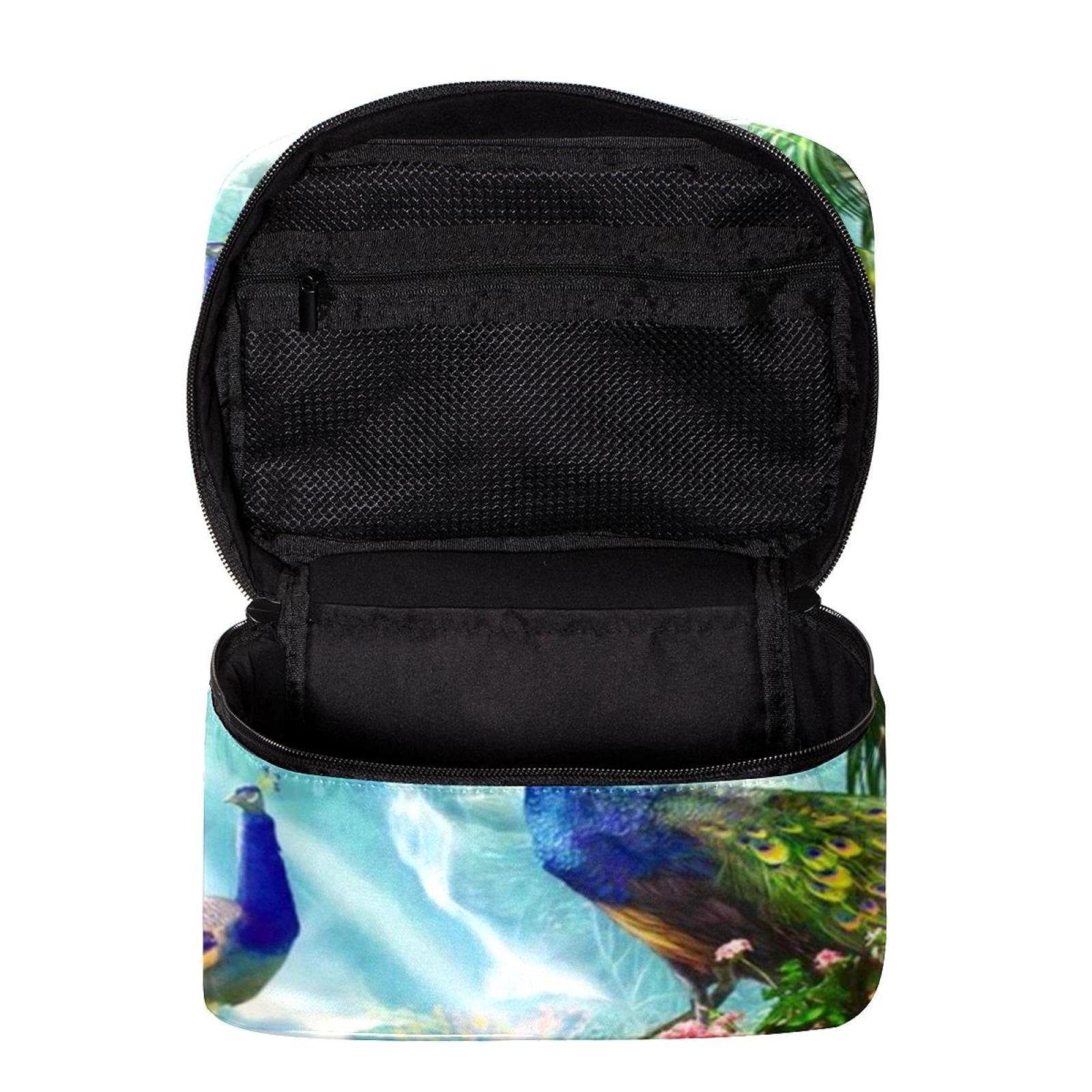 Stylish Forest Animals Peacock Cheetah Print Large Travel Makeup Bag - Waterproof Cosmetic Organizer with Zipper for Women & Girls | Perfect for Travel, Gym, and Daily Essentials Storage