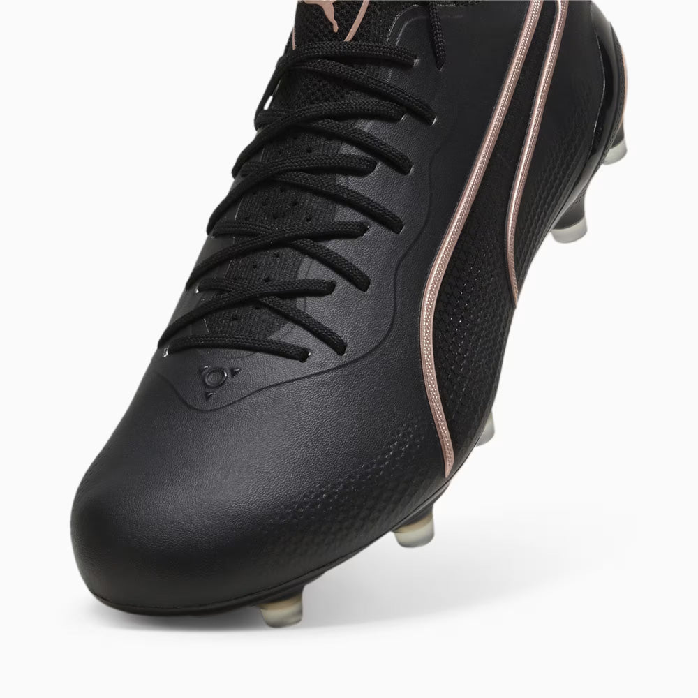 Puma King Ultimate FG/AG Soccer Cleats for Men - Black/Copper Rose Football Shoes | Perfect for Turf & Artificial Grass Fields, Competitive Matches & Training Sessions