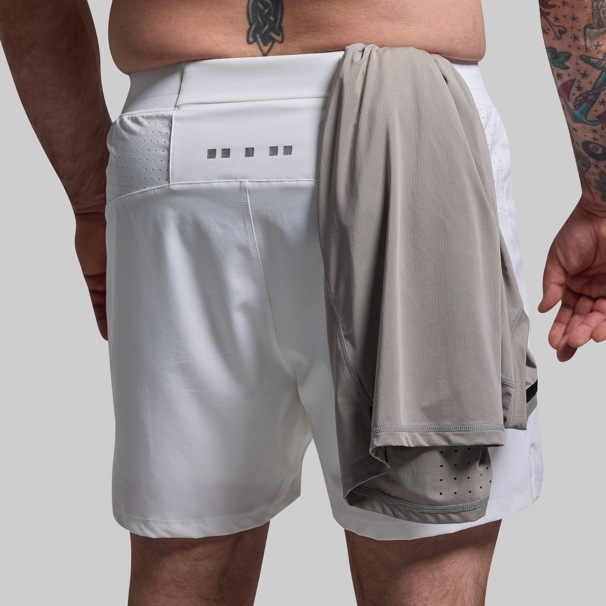 Men's Performance Compression Shorts - Breathable & Moisture-Wicking Running Workout Shorts for Gym, Jogging & Training (White)