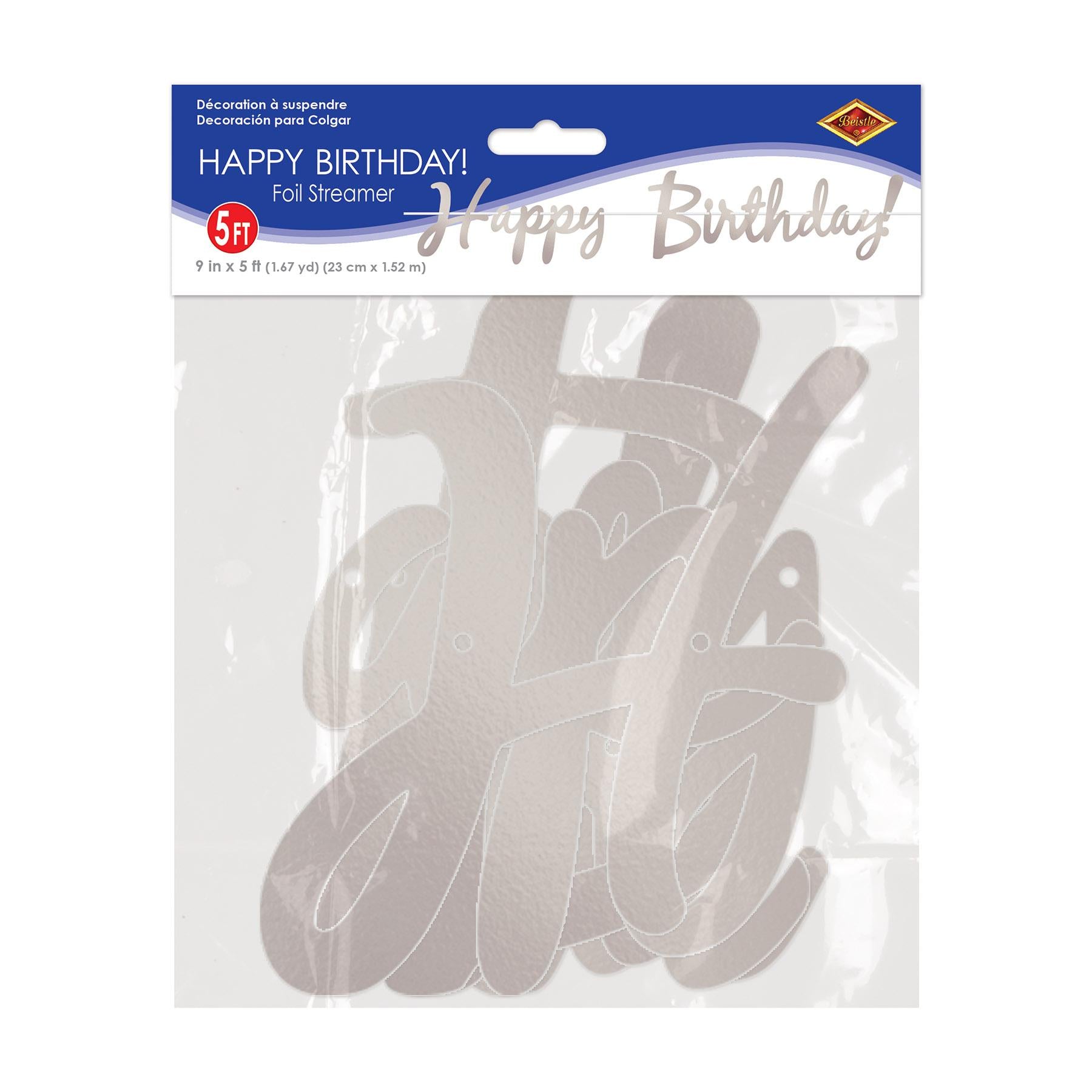 12 Pack Beistle Silver Foil Happy Birthday Party Streamers - Perfect for Birthday Decorations, Baby Showers & Celebrations