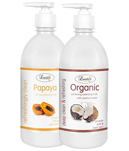 Organic Coconut & Papaya Cleansing Milk for Smooth, Soft & Refreshing Skin | Gentle Makeup Remover | Paraben & Sulfate Free | 500ml (Pack of 2) | Perfect for Daily Skincare Routine & Travel