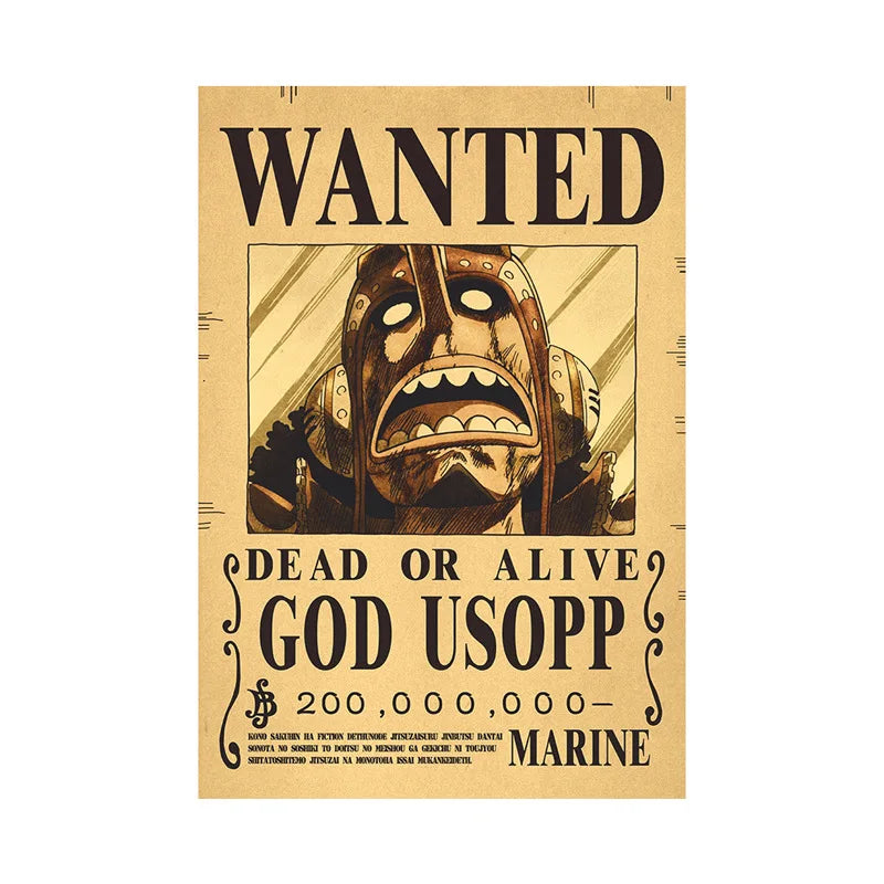 One Piece Bounty Wanted Sticker Posters - Anime Wall Decor for Bedroom, Office & Game Room - Perfect for Fans & Collectors