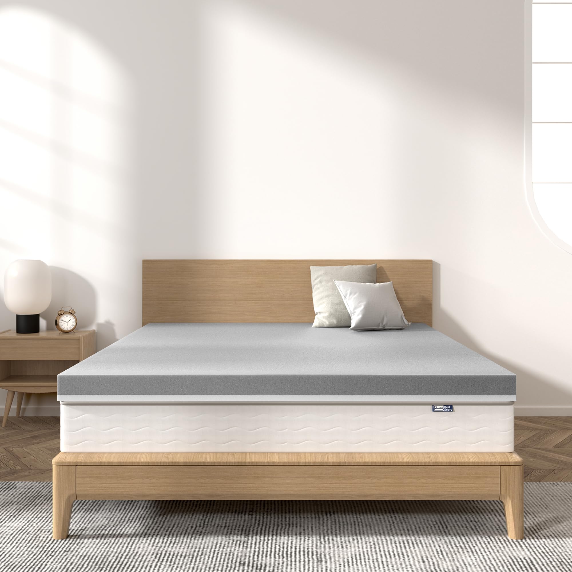 BedStory Extra Firm Mattress Topper Queen Size 3 Inch - Cooling Memory Foam Mattress Pad for Back Pain Relief - Gel & Bamboo Charcoal Infused - CertiPUR-US Certified - Perfect for Hot Sleepers & Pressure Point Support