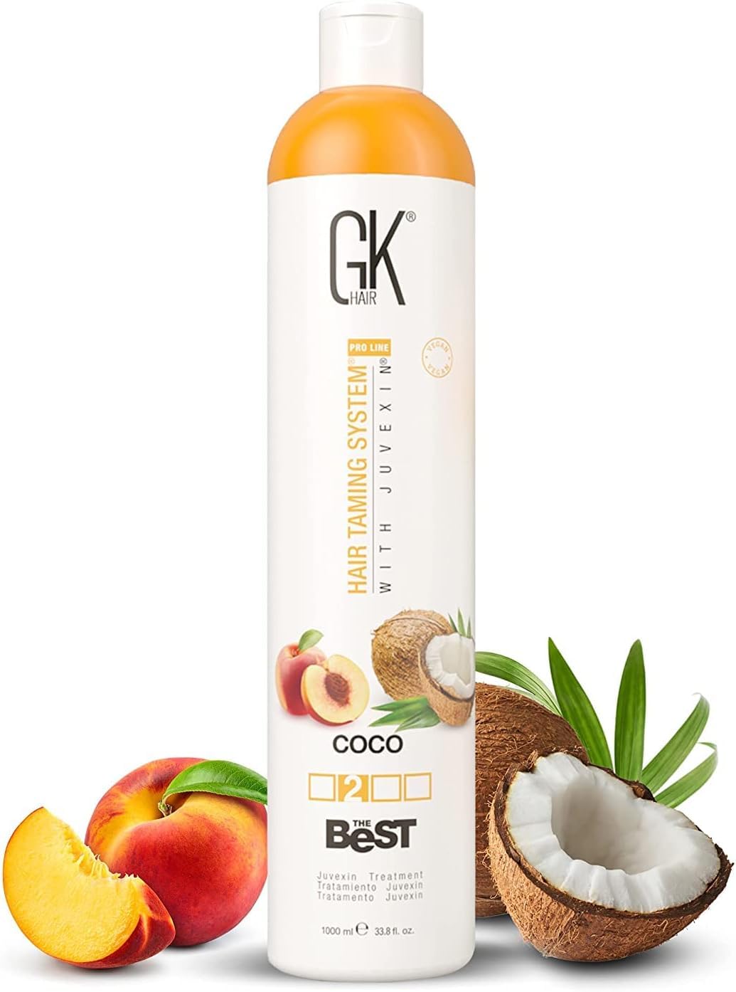 GK HAIR Global Keratin The Best COCO (33.8 Fl Oz/1000ml) Smoothing Keratin Treatment - Professional Brazilian Blowout for Frizz-Free, Silky Hair | Salon-Quality At-Home Straightening for Damaged & Curly Hair | Perfect for Weddings, Special Events & Daily Styling