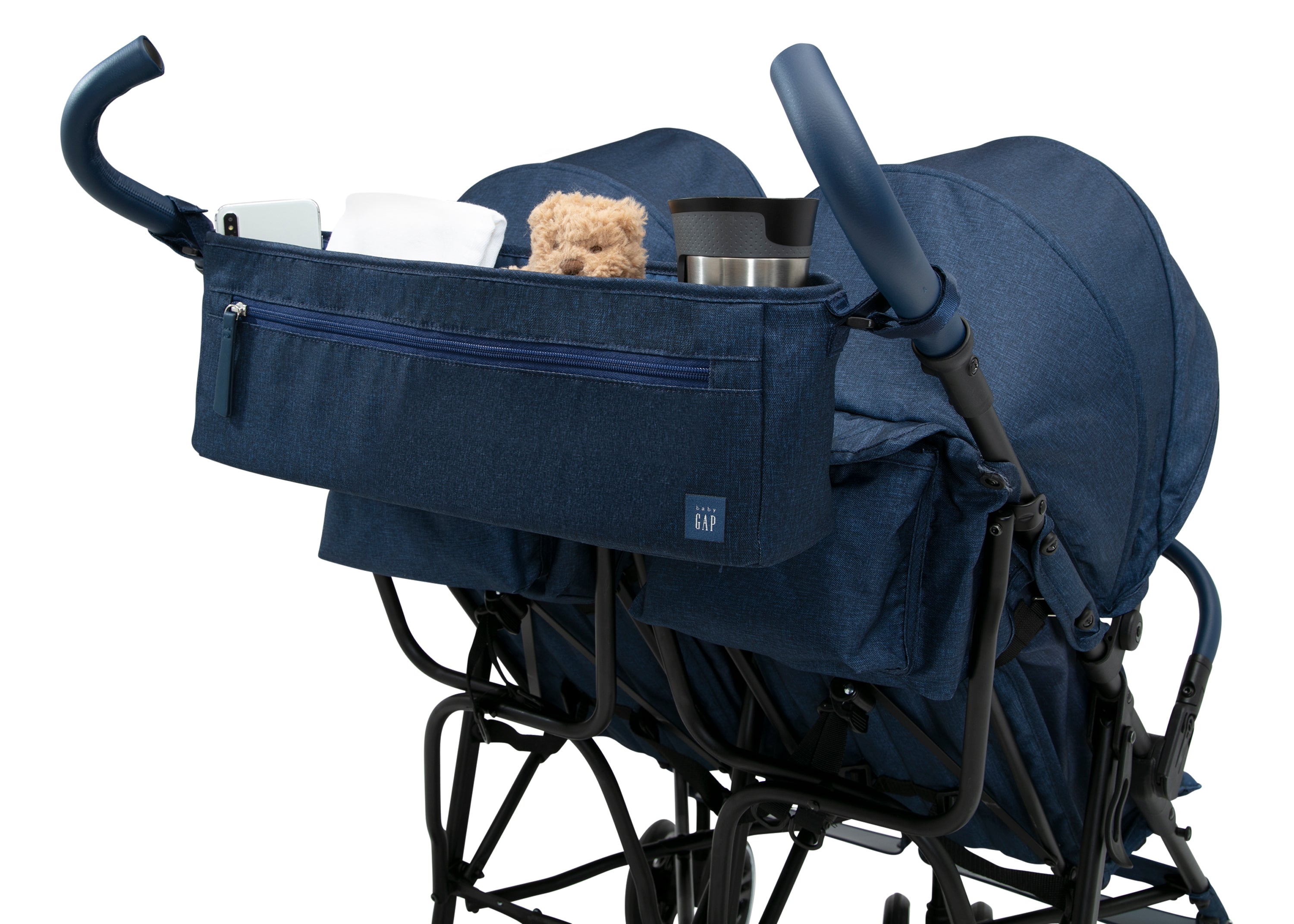 BabyGap Classic Parent Organizer for Double Stroller - Convenient Storage for Diapers, Bottles & Essentials - Perfect for Shopping, Travel & Family Outings
