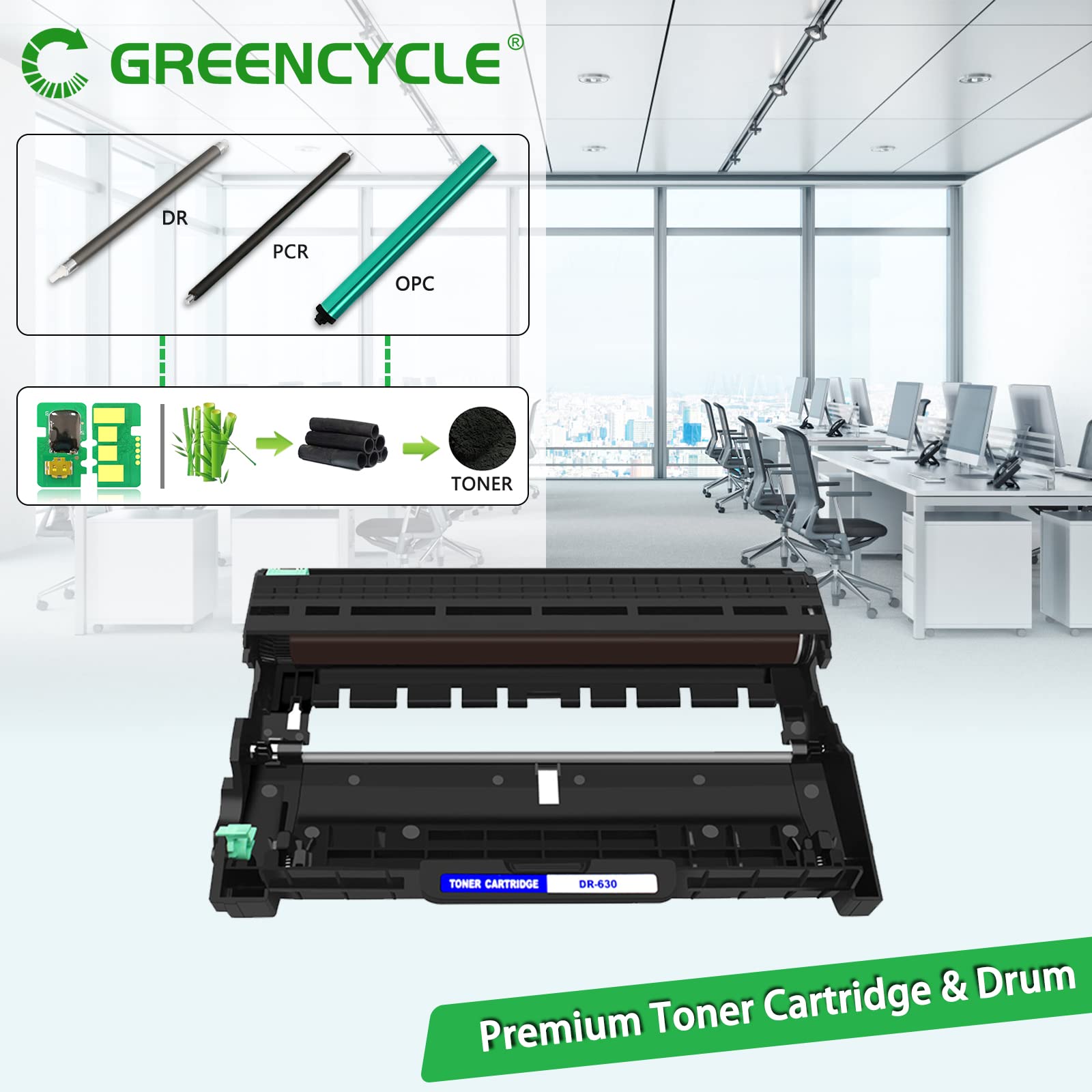Greencycle 6-Pack Black DR630 DR-630 High Yield Drum Unit - Compatible with Brother HL-L2380DW & MFC-L2700DW Laser Printers (Toner Not Included) - Perfect for Office & Home Printing Needs