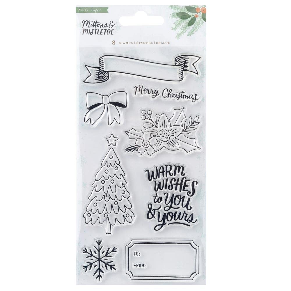 Crate Paper Mittens & Mist Stamp Set - Winter Scrapbooking Stamps for DIY Cards, Journals & Holiday Crafts