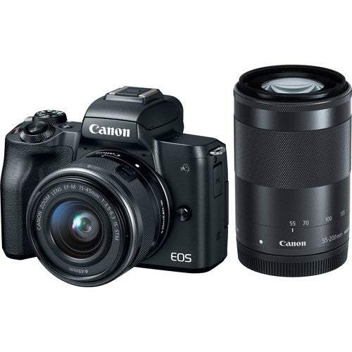 Canon EOS M50 Mirrorless Digital Camera Kit with 15-45mm & 55-200mm Lenses (Black) - Perfect for Vlogging, Travel Photography & YouTube Content Creation
