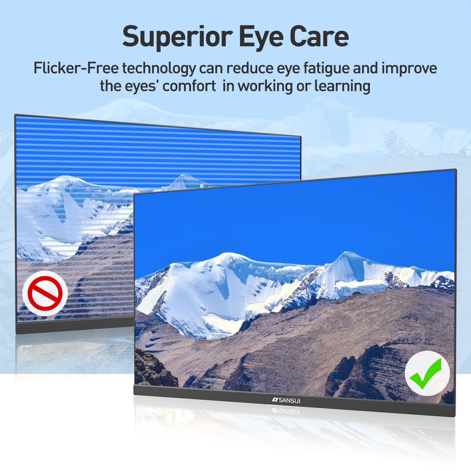 SANSUI 24 Inch IPS FHD 1080P Computer Monitor - 75Hz Refresh Rate with HDMI, VGA & DisplayPort - Built-in Speakers & Eye Care Technology - Ergonomic Tilt Design (Includes HDMI Cable) - Perfect for Home Office, Gaming & Multimedia Entertainment