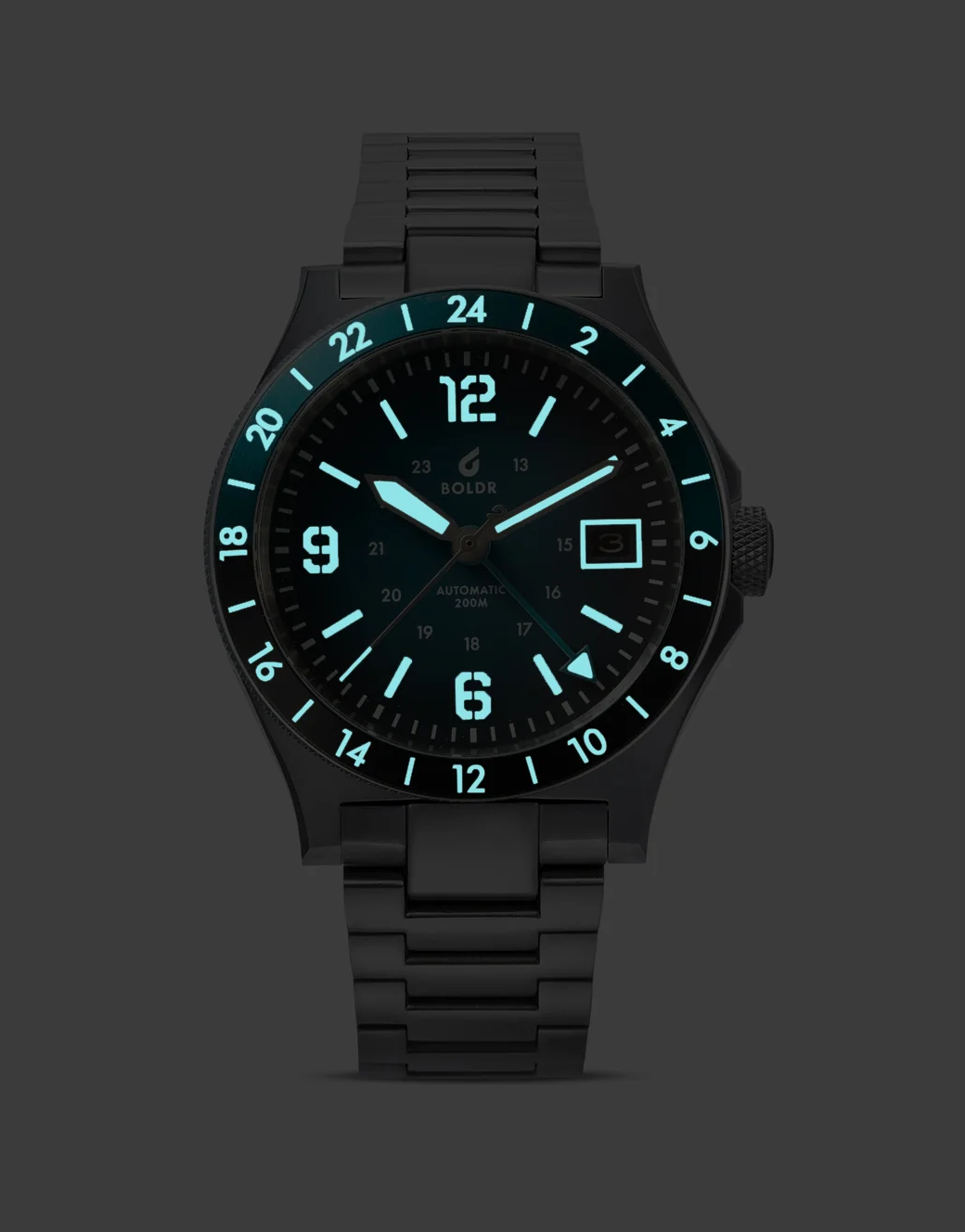 BOLDR Safari GMT Banff Automatic Watch - Stainless Steel GMT Diver for Men - Perfect for Travel, Adventure & Outdoor Activities