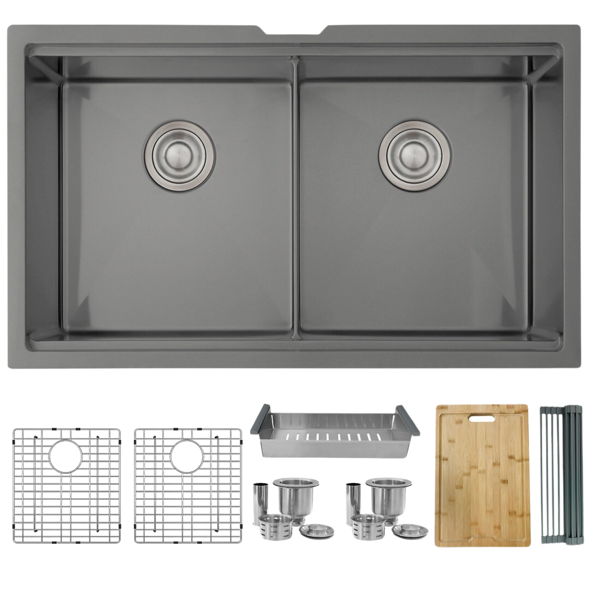 Premium 32-Inch VERSA32 S 601WN Double Bowl Undermount Stainless Steel Kitchen Sink Set with Accessories - Perfect for Modern Kitchens & Busy Home Chefs
