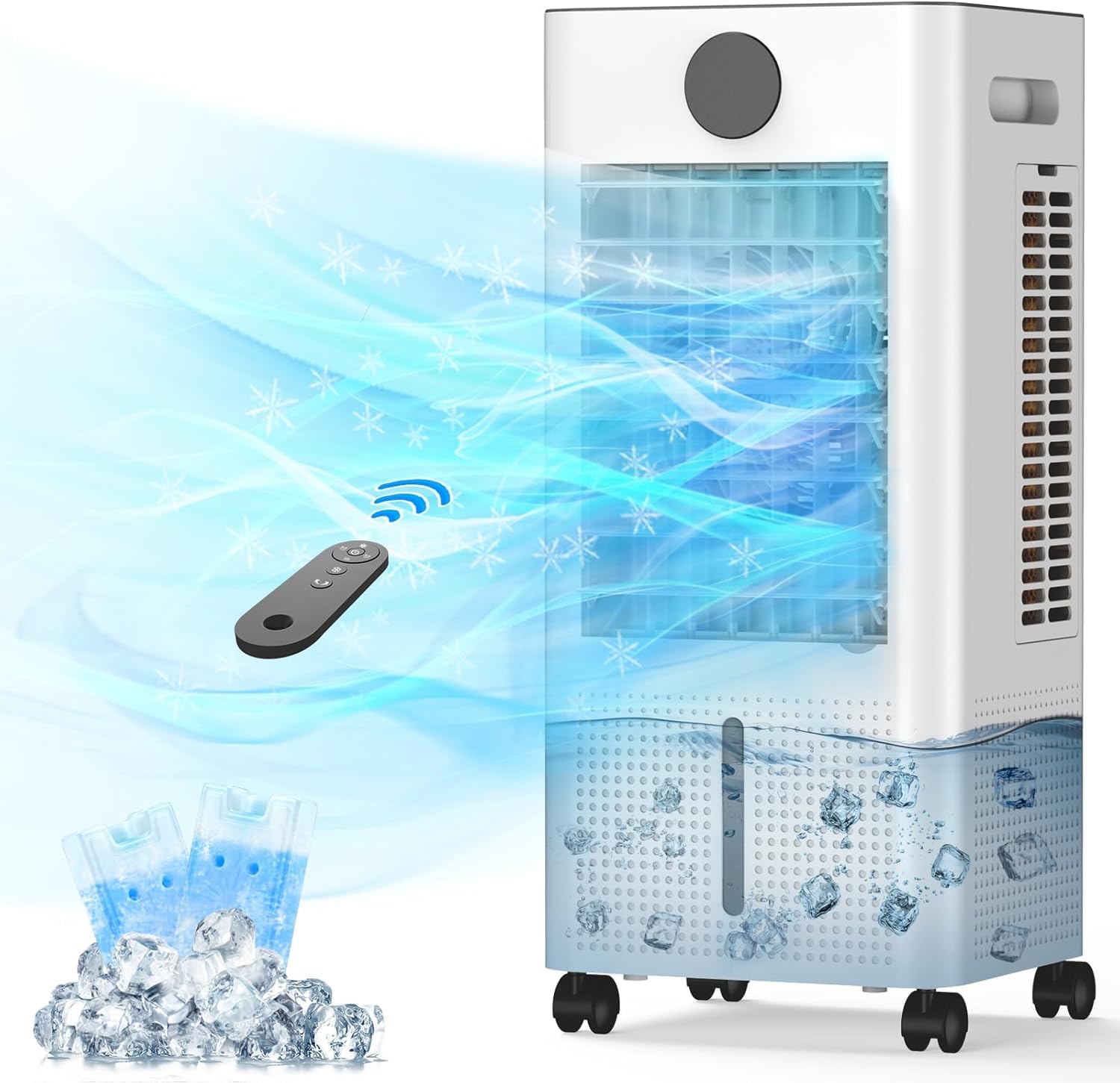 Portable Air Conditioner Without Window - 12H Timer, 2-Gal Tank, 3-in-1 Cooling Unit with Remote Control, 75° Oscillation, 3 Modes & 3 Speeds, Ultra Quiet 24