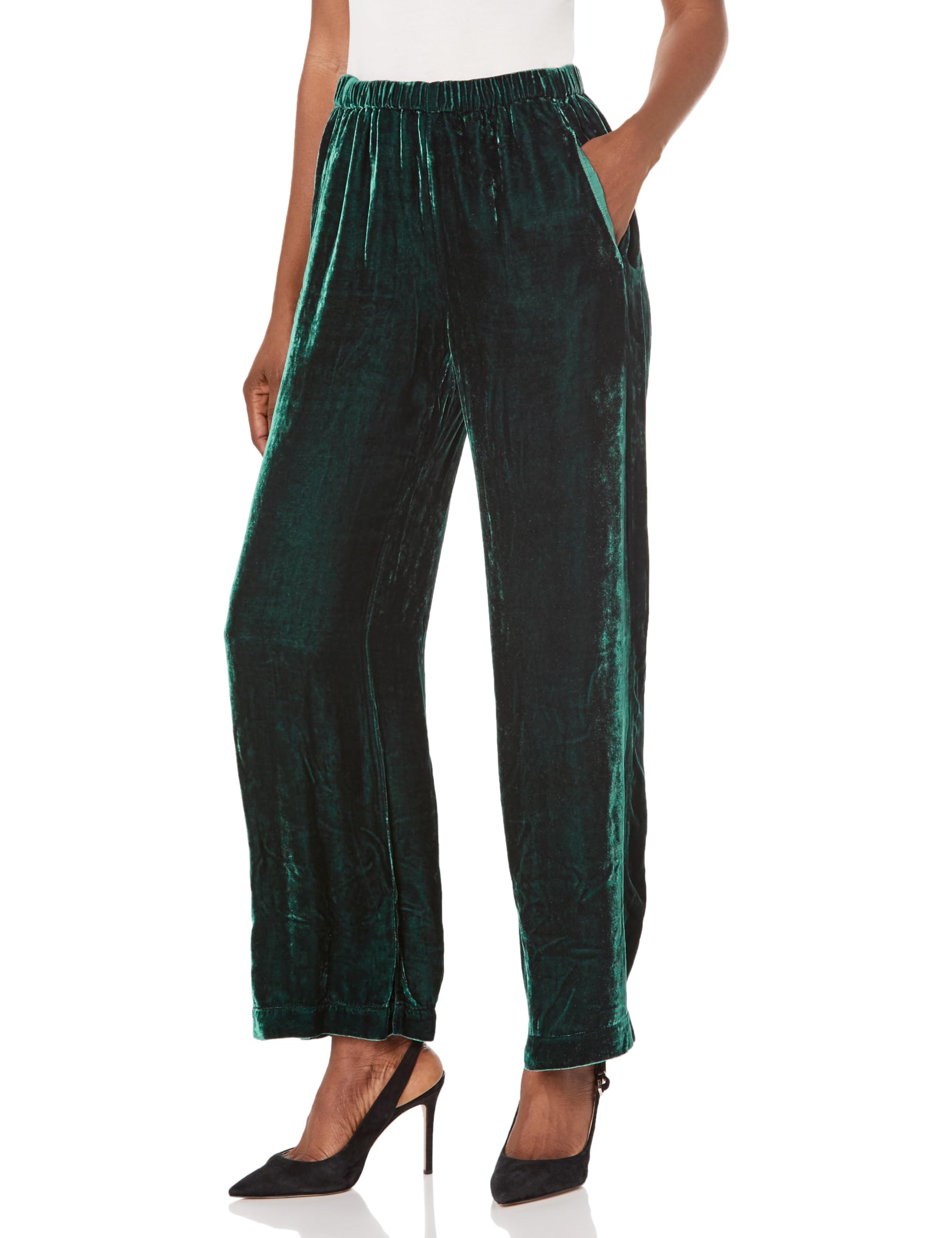 Velvet by Graham & Spencer Women's Frida Silk Velvet Pants - Luxurious High-Waisted Lounge Pants for Home, Travel & Special Occasions