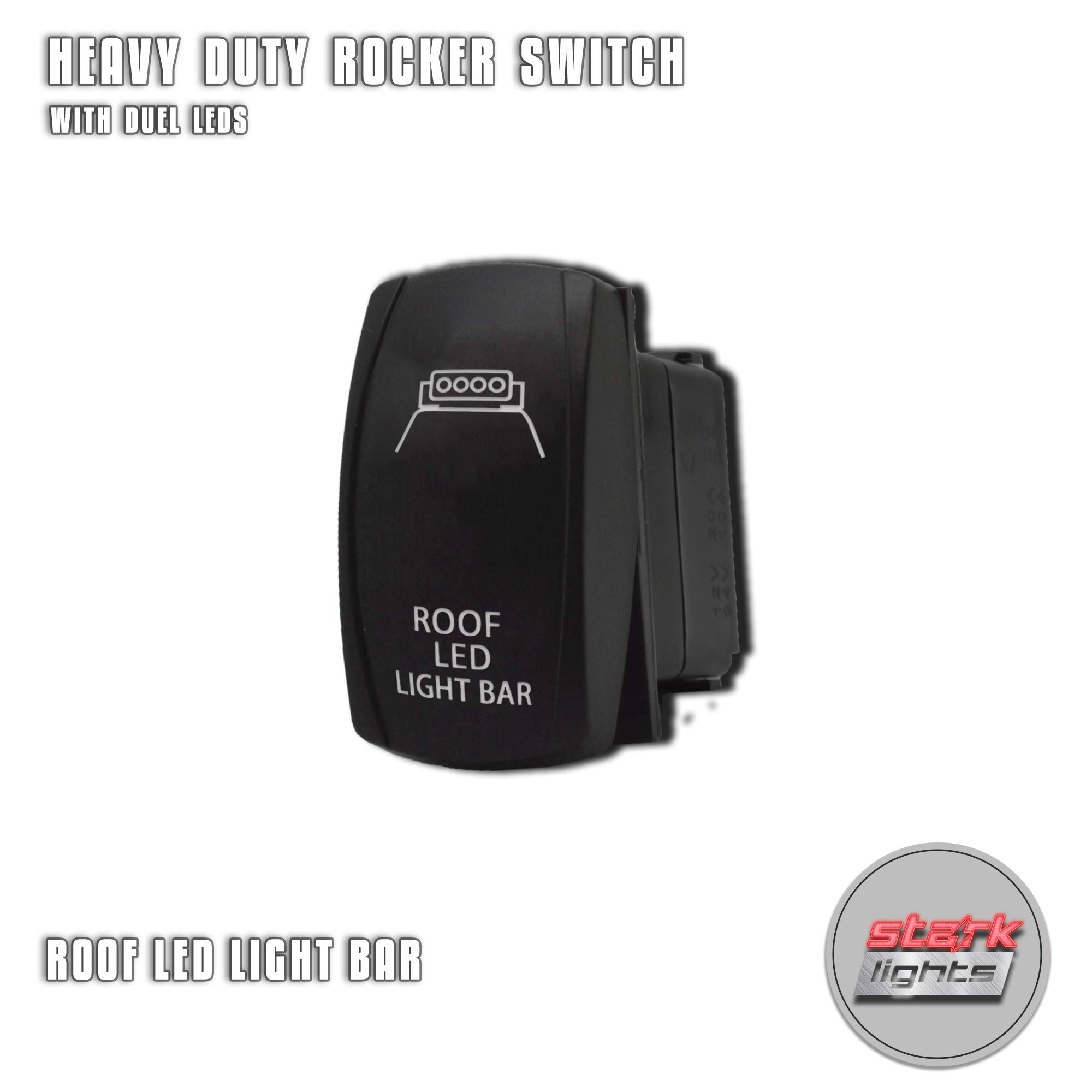 STARK 5-Pin Laser Etched LED Rocker Switch - Blue/White Dual Light 20A 12V ON/OFF for Roof LED Light Bar - Perfect for Off-Road Trucks, ATVs & Marine Boats