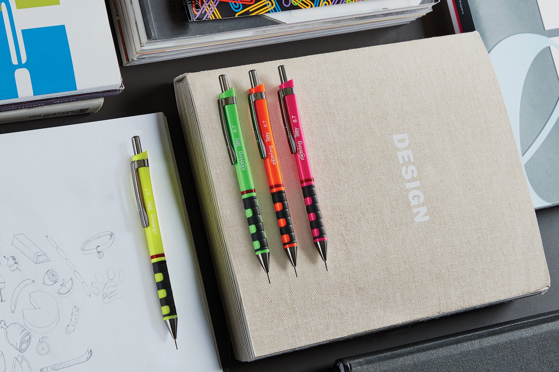 Rotring Tikky Mechanical Pencil - 0.7mm HB Lead - Neon Orange for School, Office & Technical Drawing | Durable Drafting Pencil for Architects, Engineers & Students