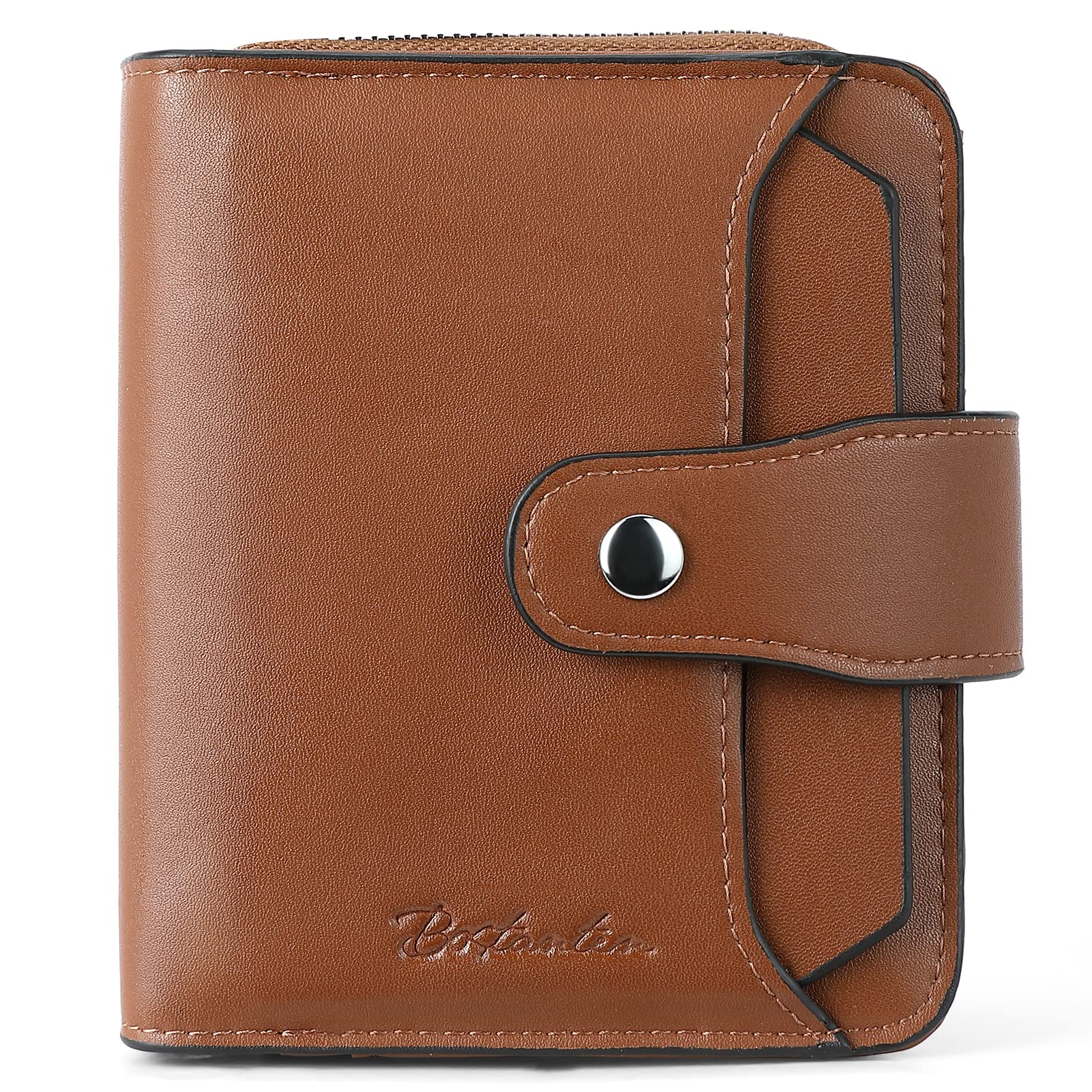 BOSTANTEN Genuine Leather Women's RFID Blocking Wallet with Zipper Pocket - Slim Bifold Card Holder for Credit Cards & Cash | Perfect for Everyday Use, Travel, and Gifts