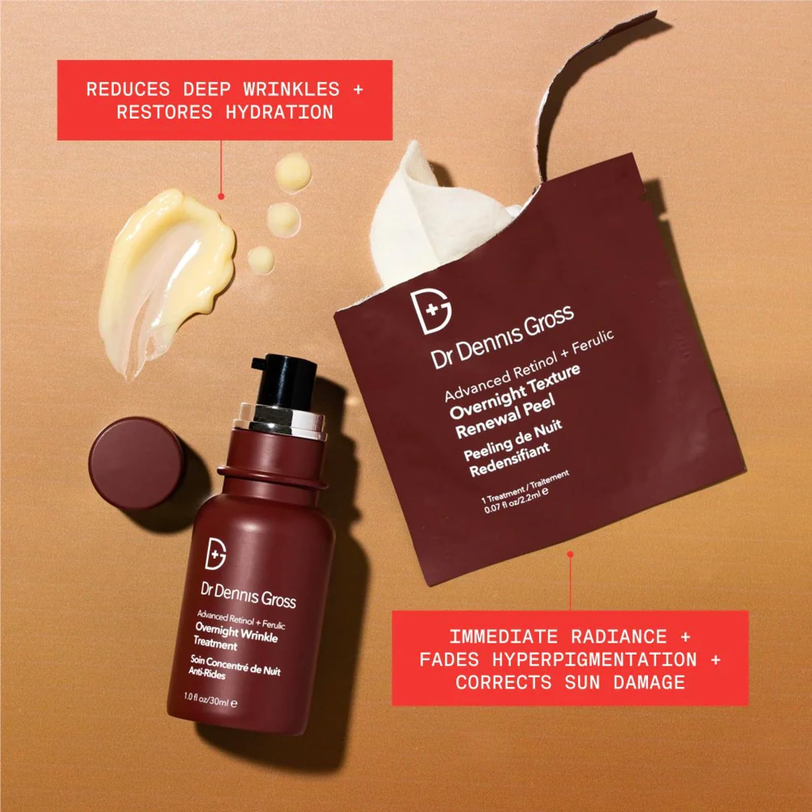 Dr Dennis Gross Advanced Retinol + Ferulic Overnight Wrinkle Treatment - Anti-Aging Face Serum for Firming Skin, Deep Hydration & Wrinkle Reduction (1 oz) | Perfect for Nighttime Skincare Routine & Mature Skin Care