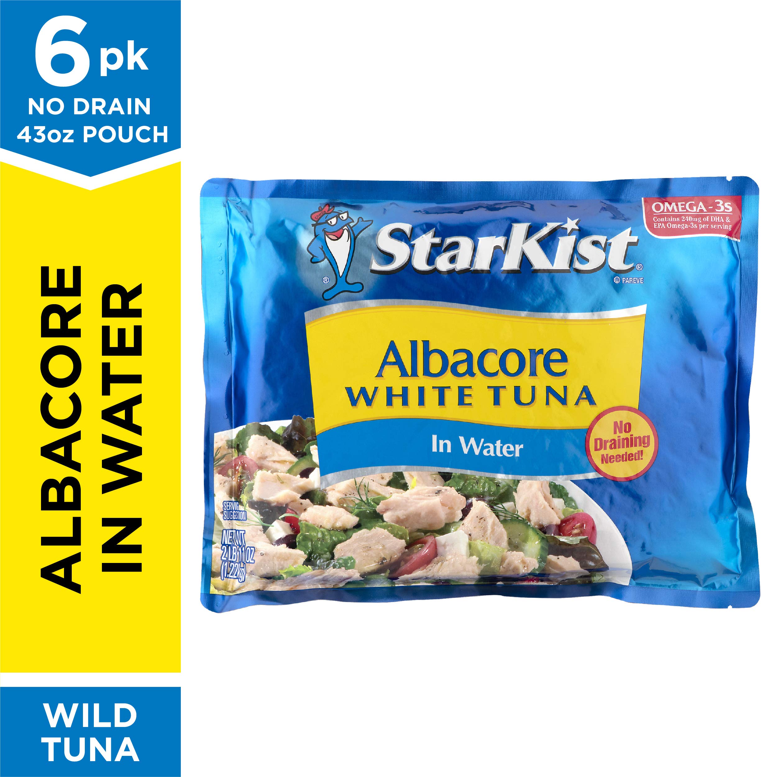 StarKist Chunk White Albacore Tuna in Water - 43 oz Pouch (Pack of 6) | High Protein, Low Mercury, Wild Caught | Perfect for Salads, Sandwiches & Meal Prep