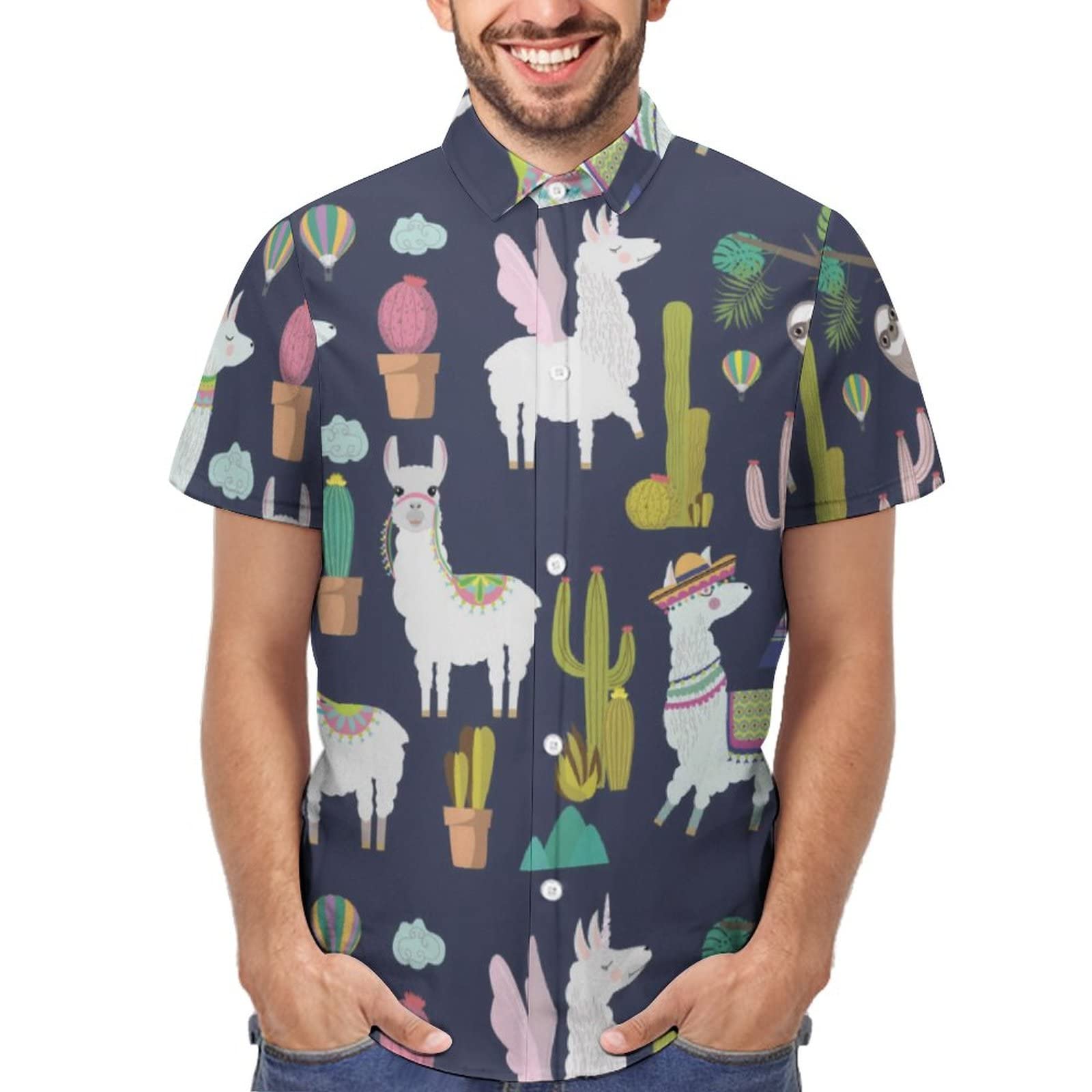 FRCAVBIN Men's Hawaiian Short Sleeve Button Down Shirt - Soft Comfort Casual T-Shirt for Beach Vacation, Summer Party & Outdoor Activities