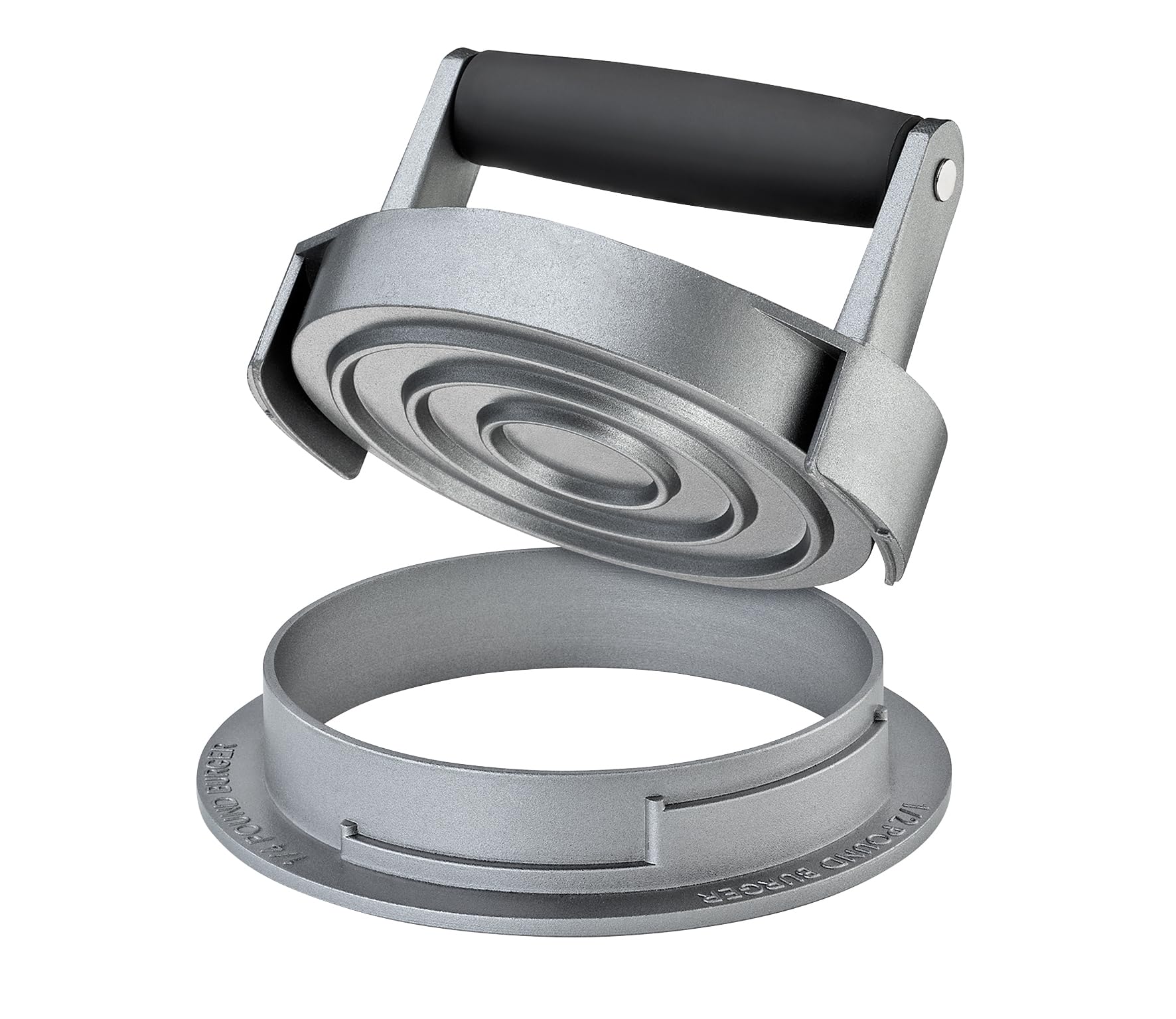 Trio Hamburger Press Grey - Heavy Duty Burger Mold & Smash Burger Press - Stainless Steel Grill Meat Masher - Professional Hamburger Patty Maker for BBQ, Grilling & Home Kitchen Use