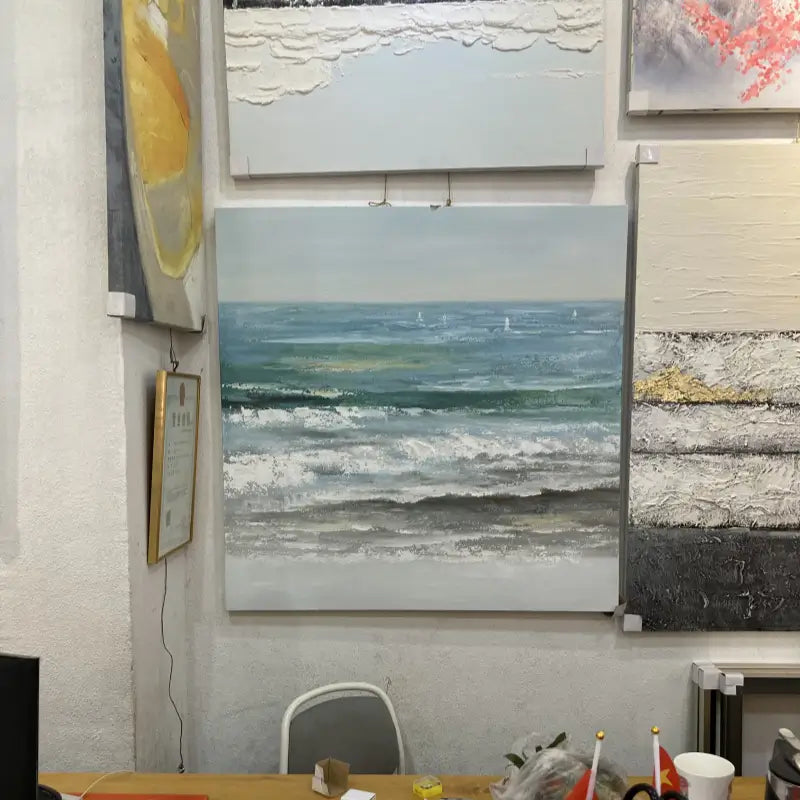 Ocean and Sky Painting #OS 014 - Handmade Canvas Wall Art for Home Decor, Office, Living Room & Bedroom