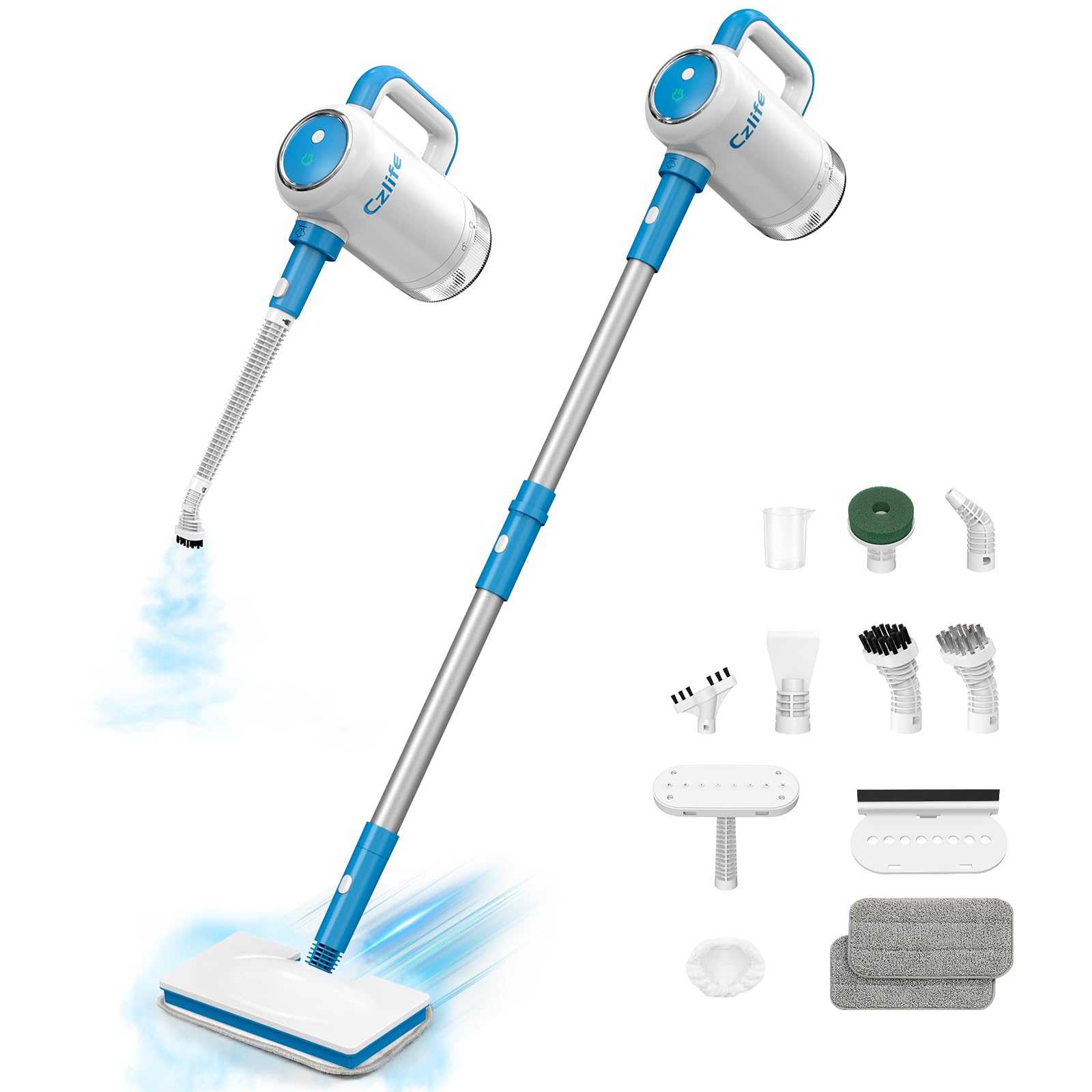 **Z7 Steam Mop for Floor Cleaning - 13-in-1 Multi-Surface Steam Cleaner for Tile, Grout, Hardwood, Laminate, Furniture, Couch, Clothes & Carpet | Corded Floor Steamer Machine (Blue) | Perfect for Home, Kitchen, Bathroom & Car Detailing**