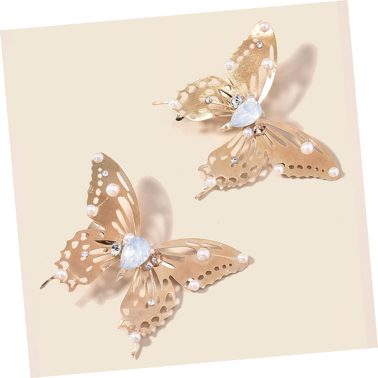 Mikinona 2-Pack Butterfly Hair Clips for Women & Girls - Small Decorative Barrettes, Alloy Fairy Hairpins for Everyday Wear, Parties & Weddings