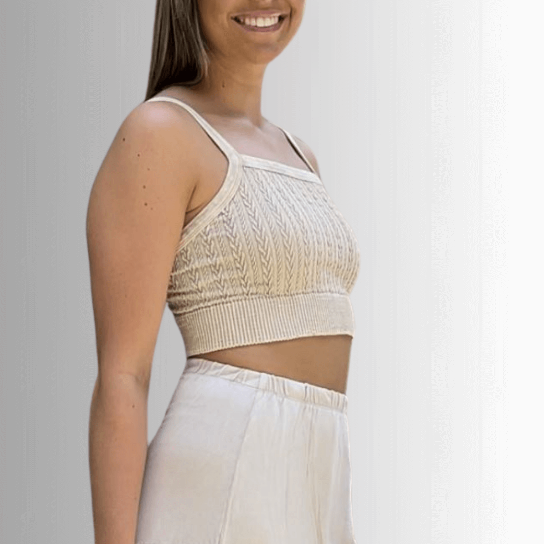 Seamless Cable Knit Bra Top - Comfortable Wireless Support for Yoga, Workouts & Lounge Wear - Final Sale Clearance