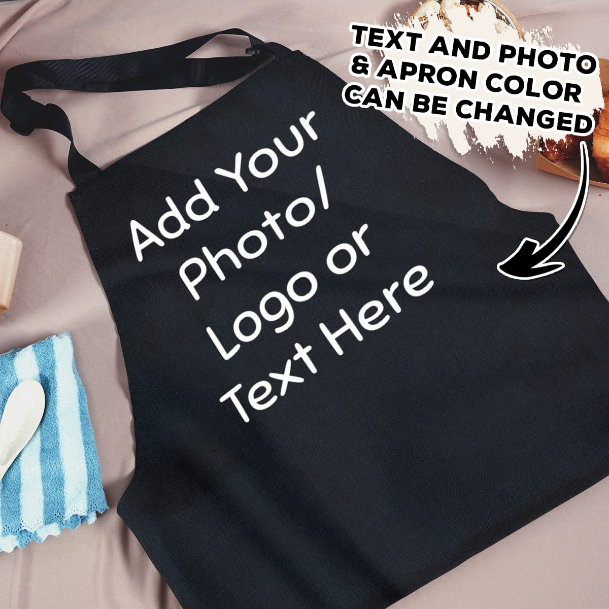 Custom Personalized Apron for Men & Women - Chef, BBQ, Grill, Kitchen with Text, Logo & Photo - Perfect Cooking Gift for Birthday, Christmas - Ideal for Home Cooking, Baking, Grilling & Professional Use