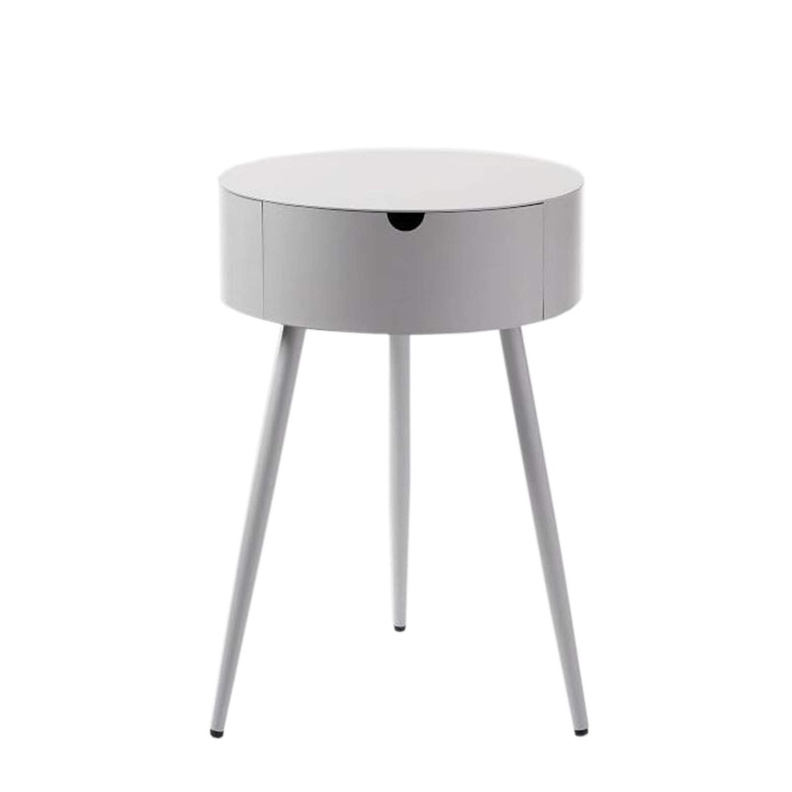 Jcnfa Small Round Metal Side Table with Drawer - Weather Resistant Steel End Table for Indoor/Outdoor Use - 15.7