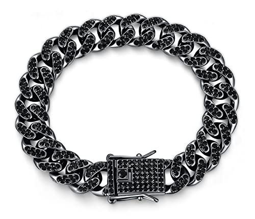 14mm Rhodium Black Plated Bracelet