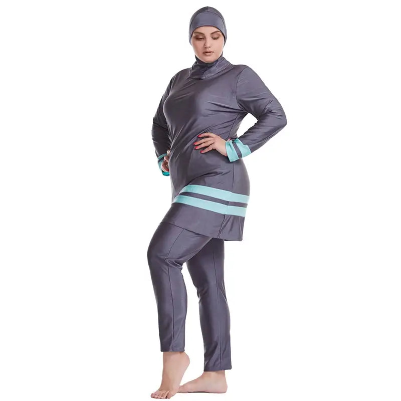 Plus Size Halal Swimwear for Women - Modest 3 Piece Burqini Swimsuit Set | Full Coverage Islamic Beachwear for Swimming, Surfing & Water Activities