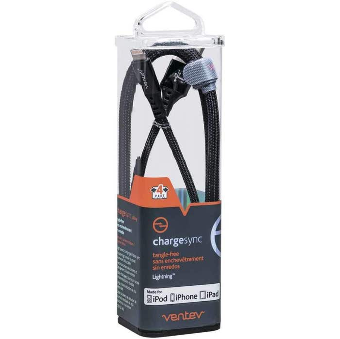Ventev Alloy USB A to Lightning Cable 4 Feet - Black Onyx - Fast Charging & Data Sync for iPhone, iPad - Perfect for Home, Office & Travel