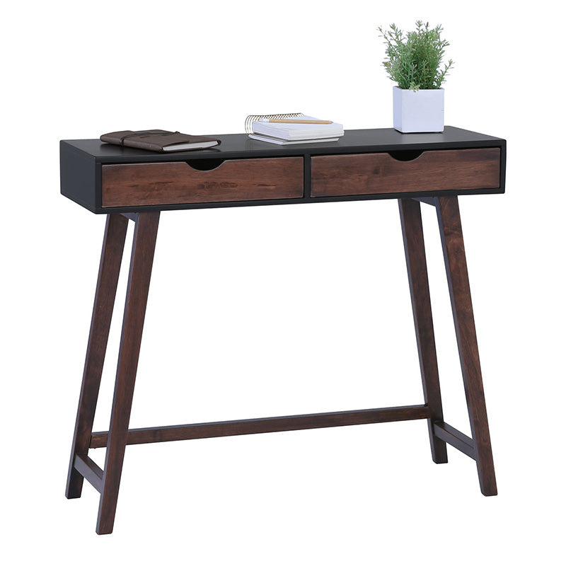ARSENIO 35.4 Inch Walnut & Black Console Table - Entryway, Living Room, Hallway Furniture for Home Decor