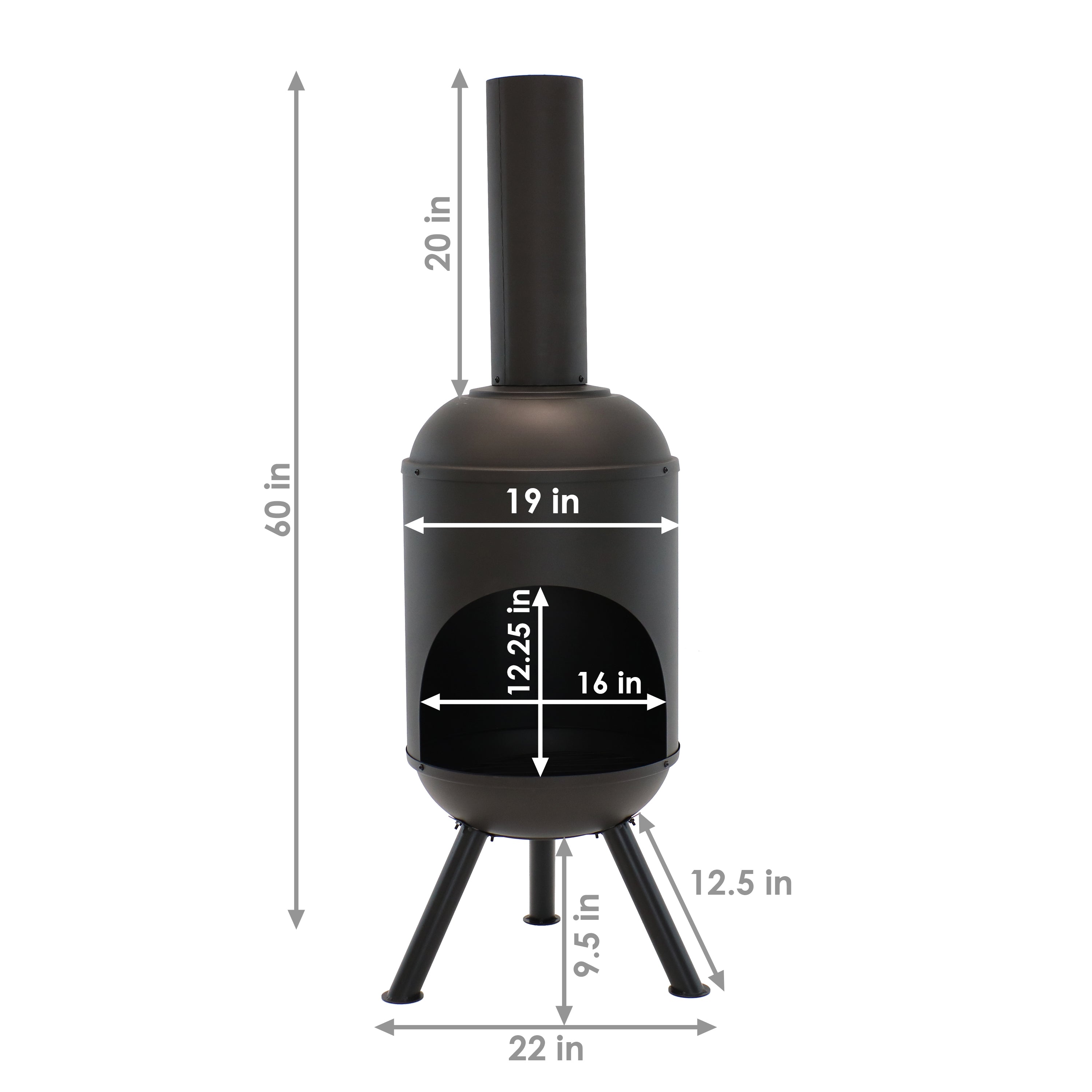5' Black Outdoor Fire Pit Chiminea by Sunnydaze - Perfect for Backyard, Patio, and Camping Gatherings