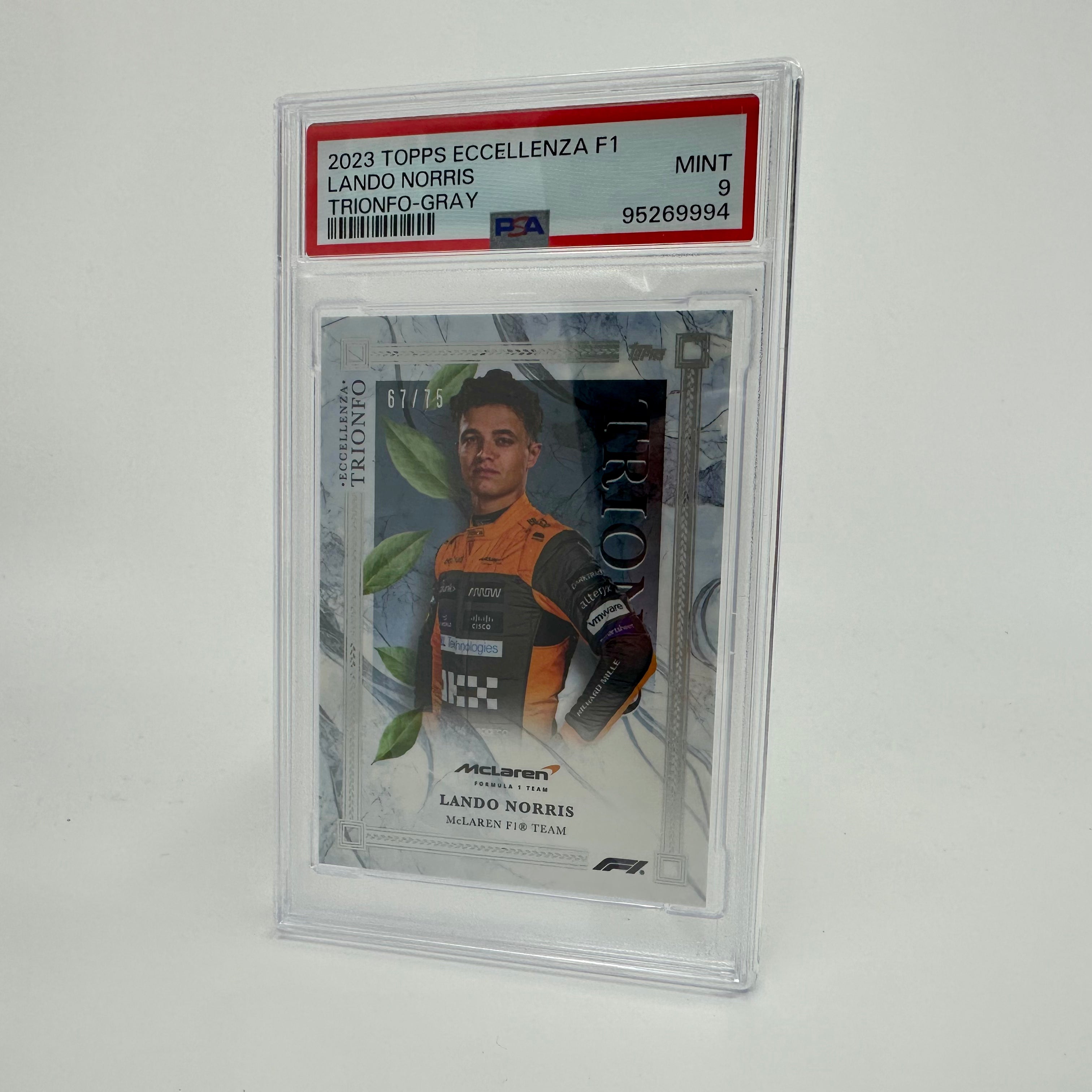 2023 Eccellenza Trionfo Lando Norris Gray PSA 9 67/75 - Rare Trading Card for Collectors & F1 Fans - Perfect for Display, Investment & Racing Memorabilia Collections