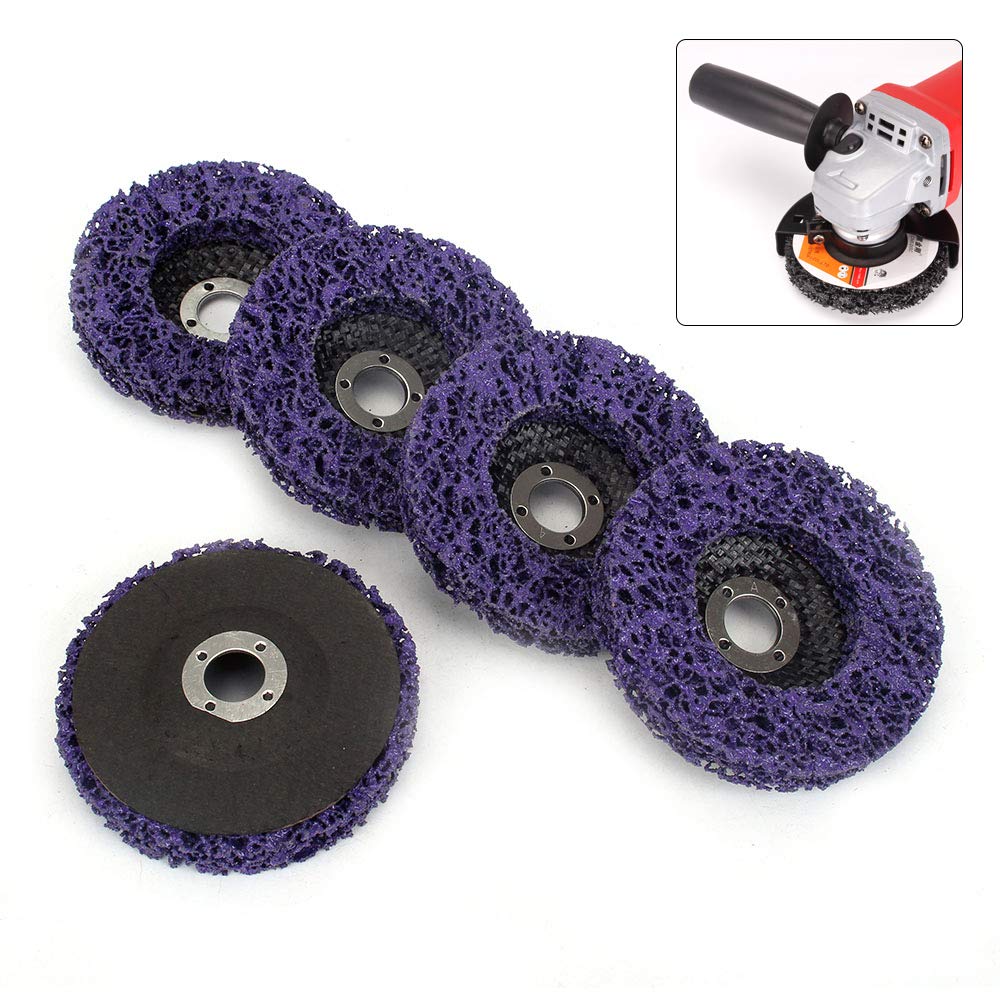 5Pcs 5 Inch Poly Strip Wheel Disc - Paint, Rust & Oxidation Removal Tool for Angle Grinder - Perfect for Metal Surface Prep, Auto Body Work & DIY Projects