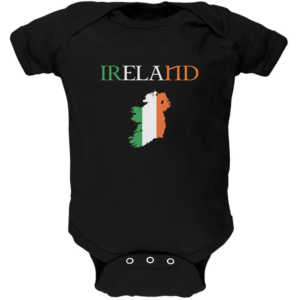 Old Glory Ireland Map Black Soft Infant Bodysuit - Comfortable Baby Onesie for St. Patrick's Day, Irish Heritage & Family Photos