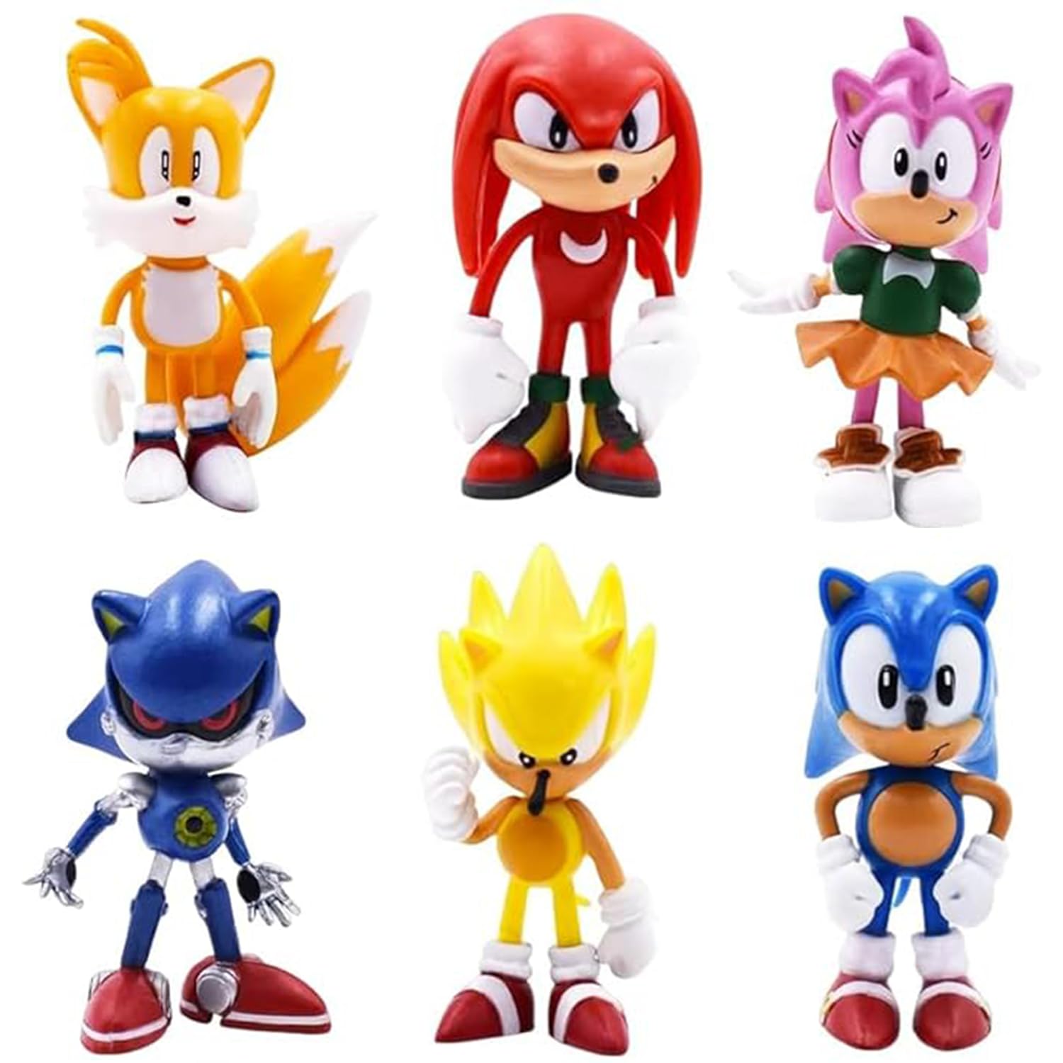 6 Pack Sonic The Hedgehog Action Figures - 2.5 Inch Collectible Toys for Kids, Party Decorations, Cake Toppers - Perfect for Birthday Parties, Gaming Themed Events & Sonic Fan Gifts